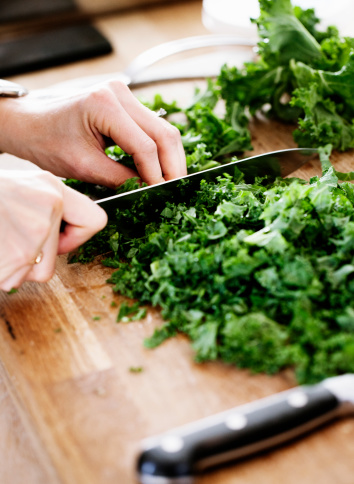 Kale being chopped