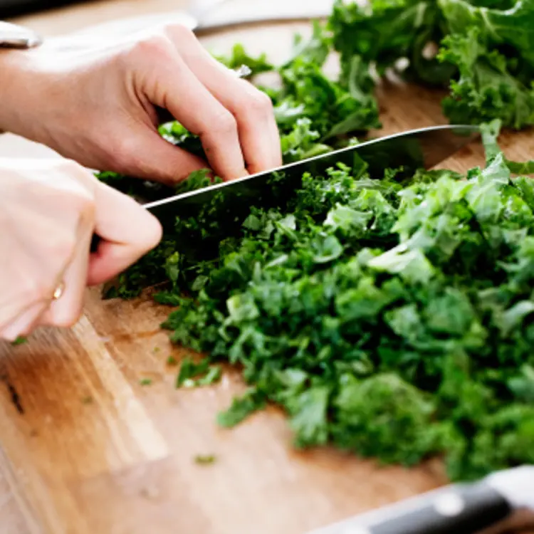 Kale being chopped