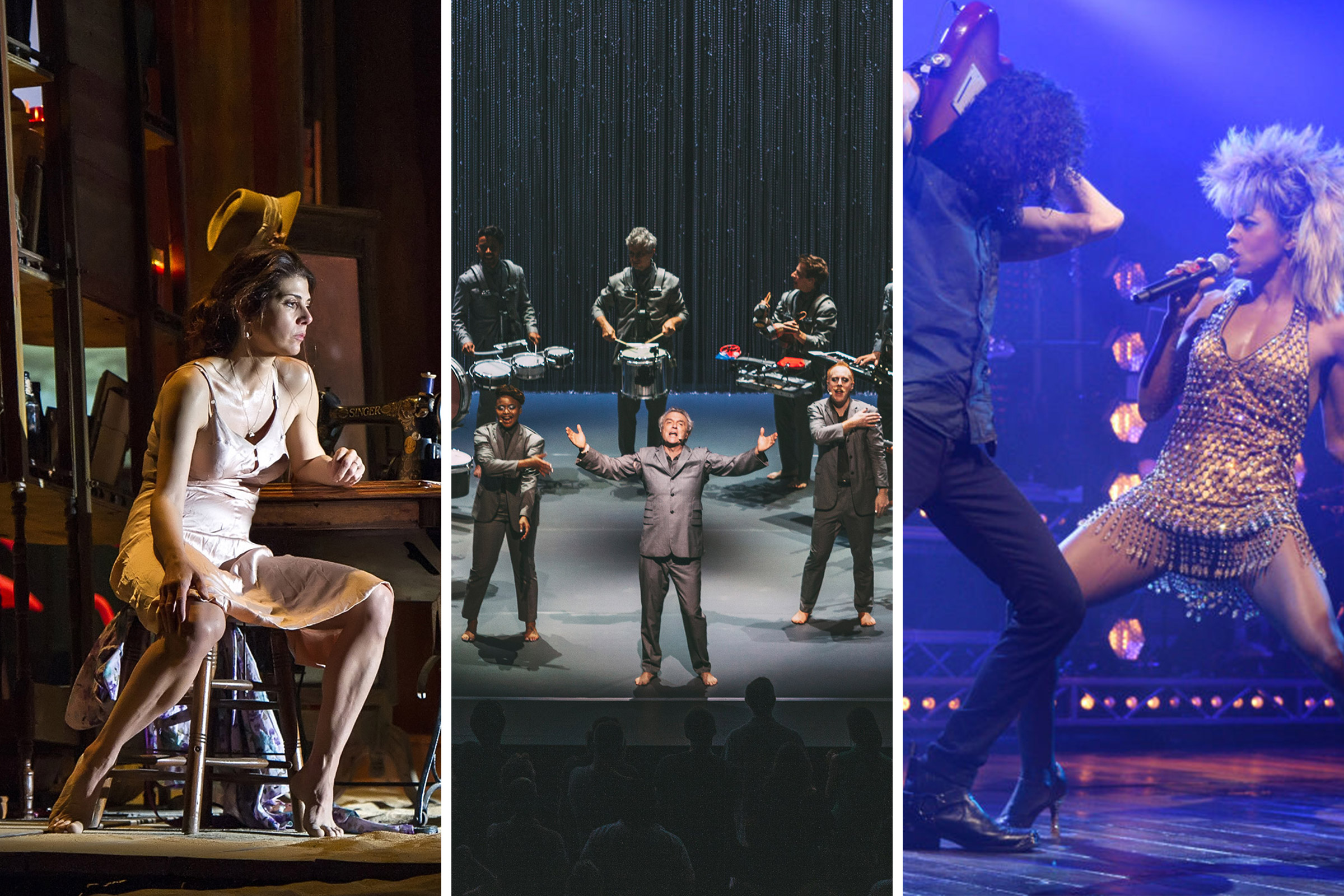 Marisa Tomei in 'The Rose Tattoo';
David Byrne's latest stage extravaganza; Adrienne Warren as Tina Turner