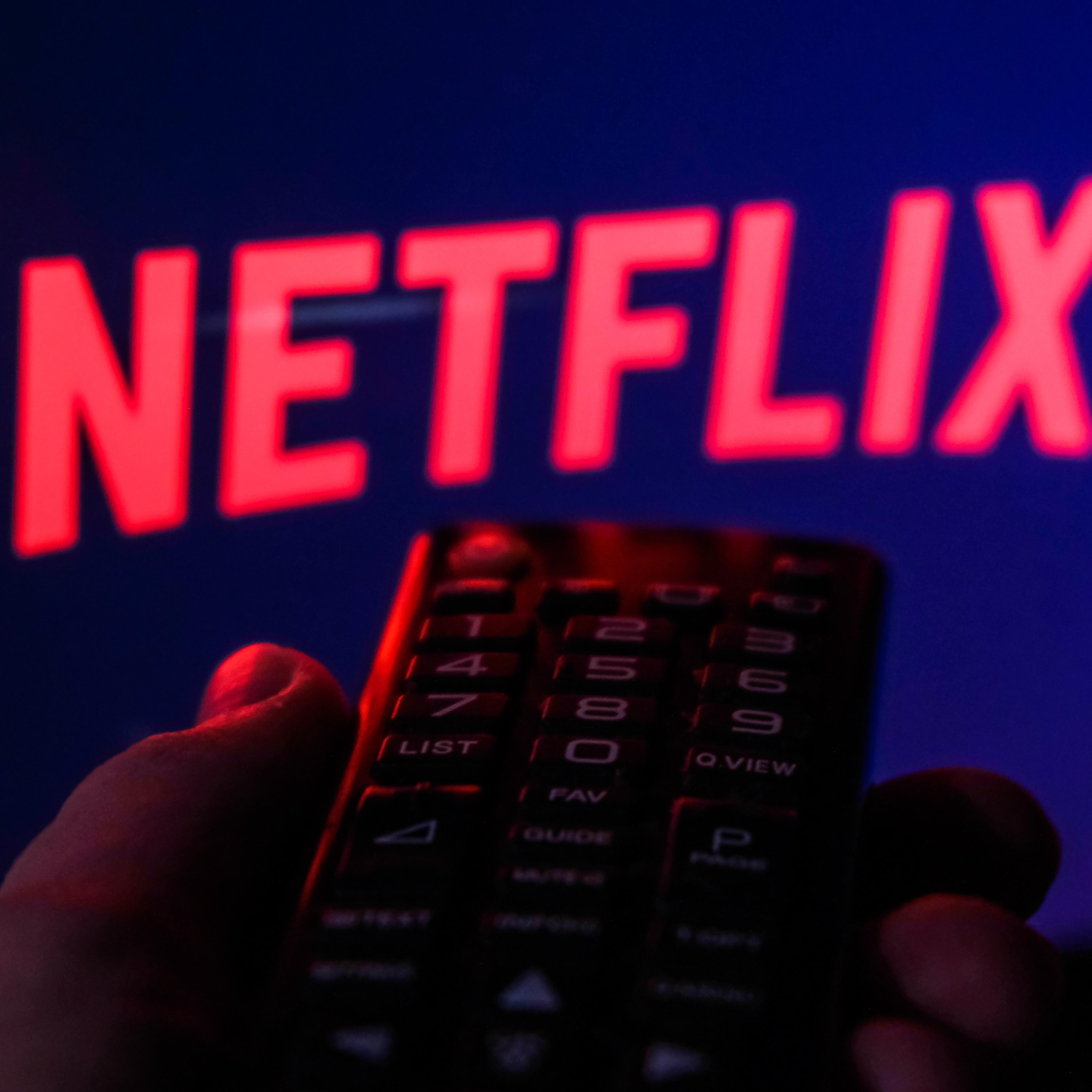 Netflix logo with remote control
