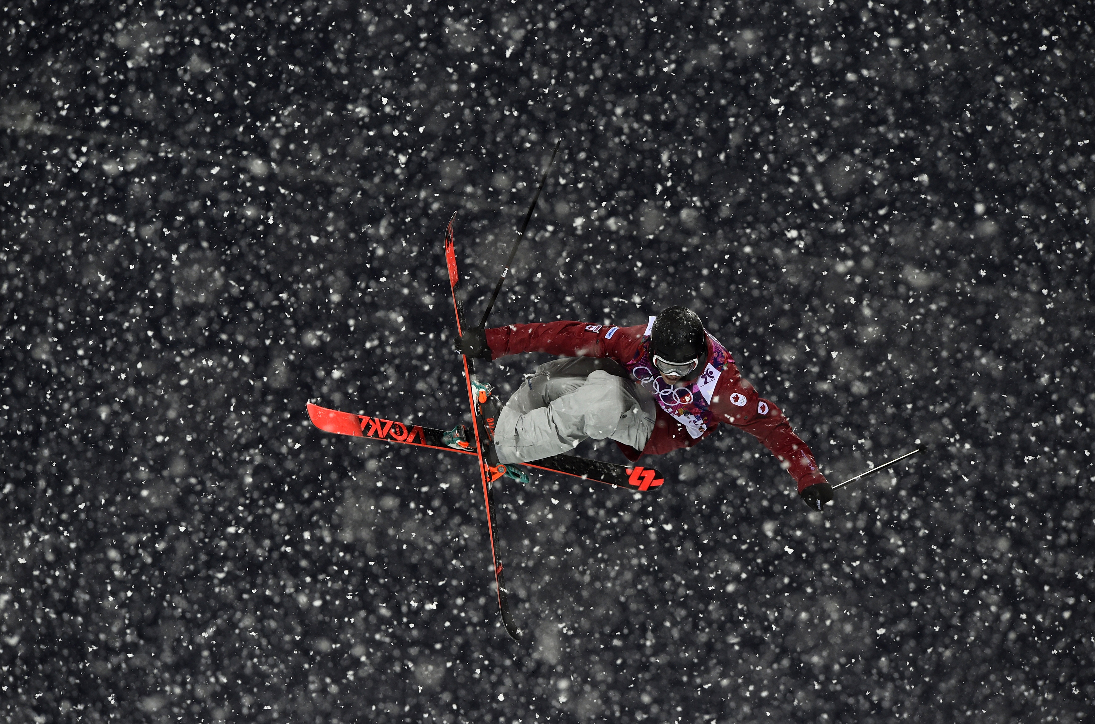 Canada's Matt Margetts competes during the men's freestyle skiing halfpipe qualification round.
