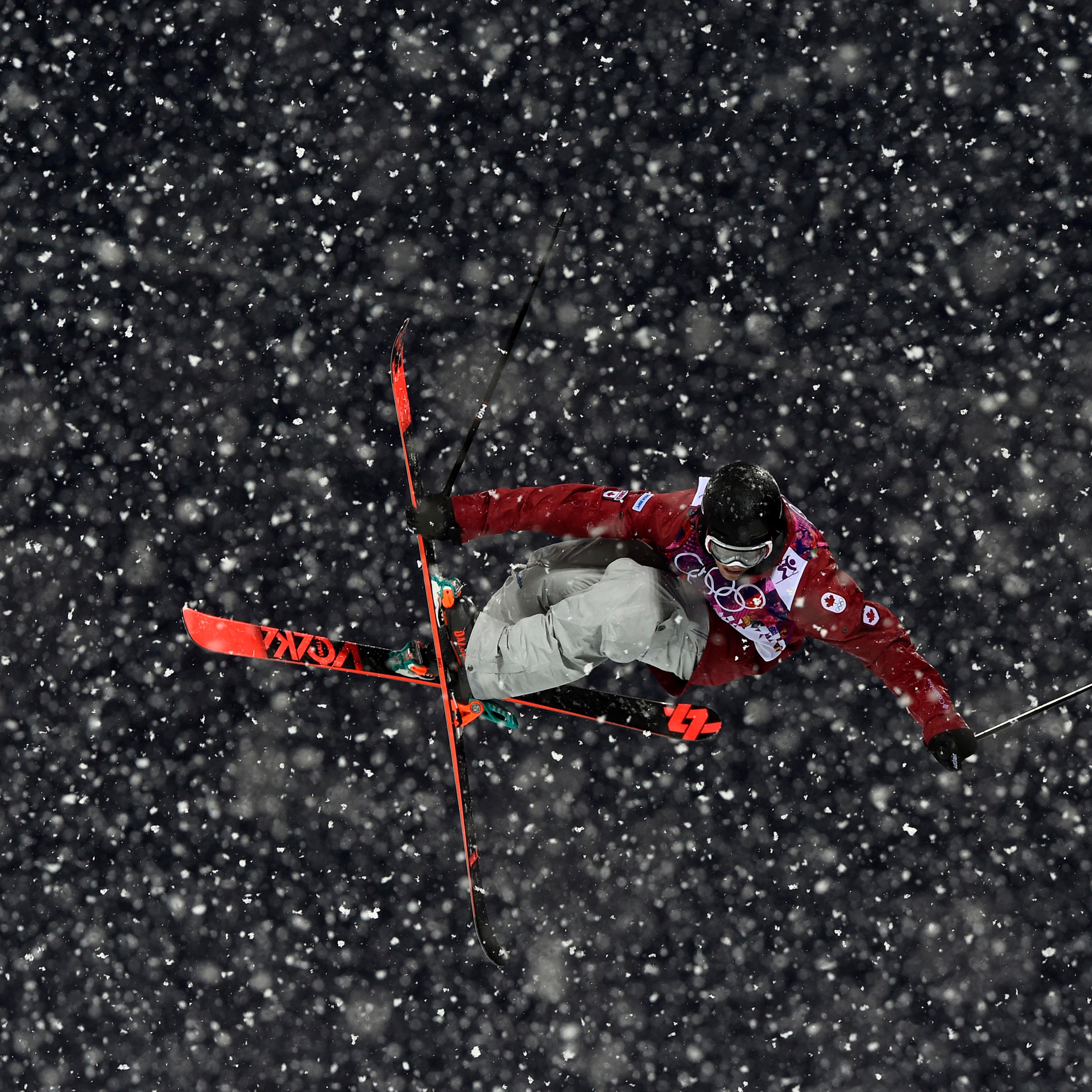 Canada's Matt Margetts competes during the men's freestyle skiing halfpipe qualification round.