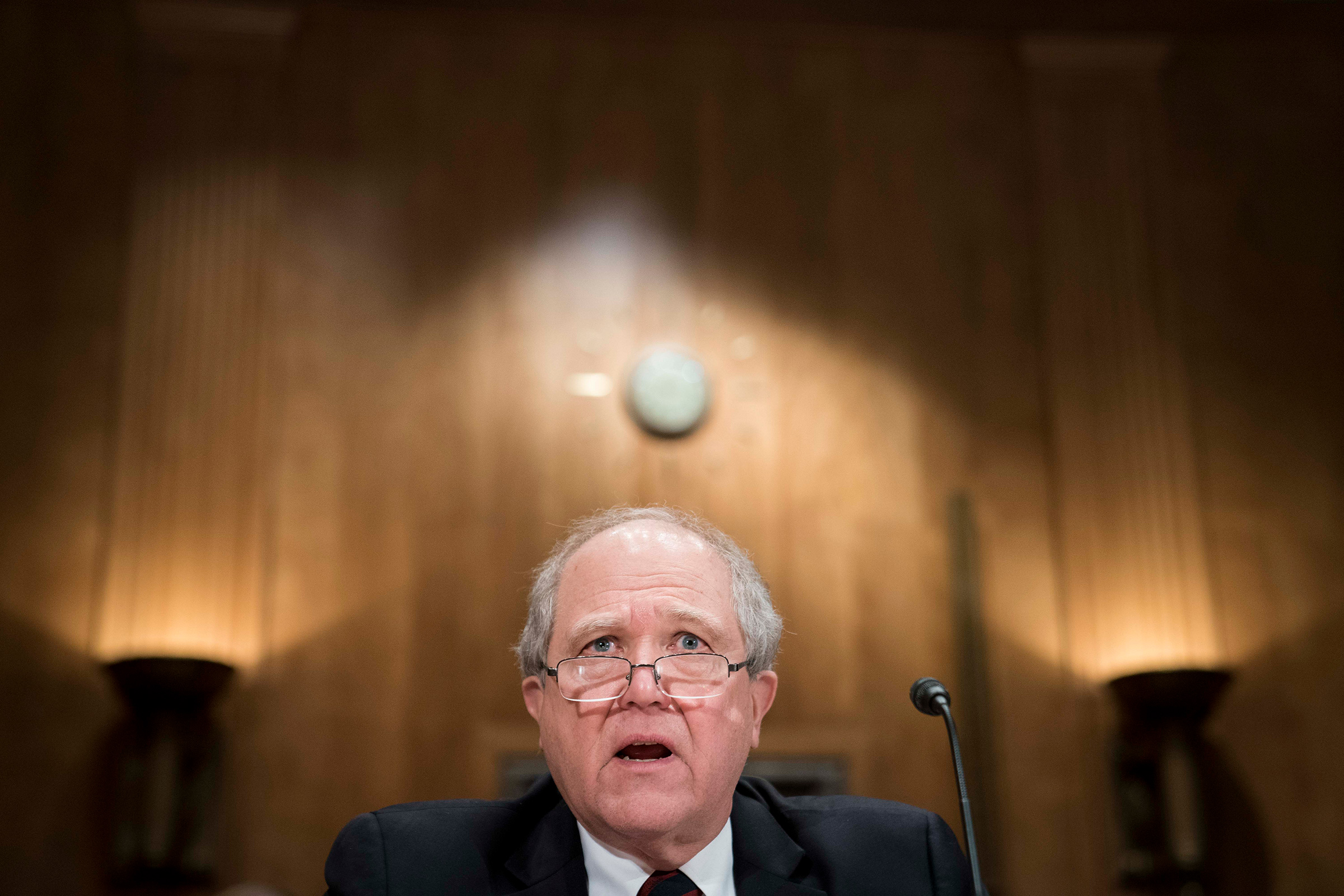 John F. Sopko, special inspector general for Afghanistan reconstruction, testifies before the Senate Homeland Security and Governmental Affairs Committee in Washington, D.C., on Feb. 11, 2020.