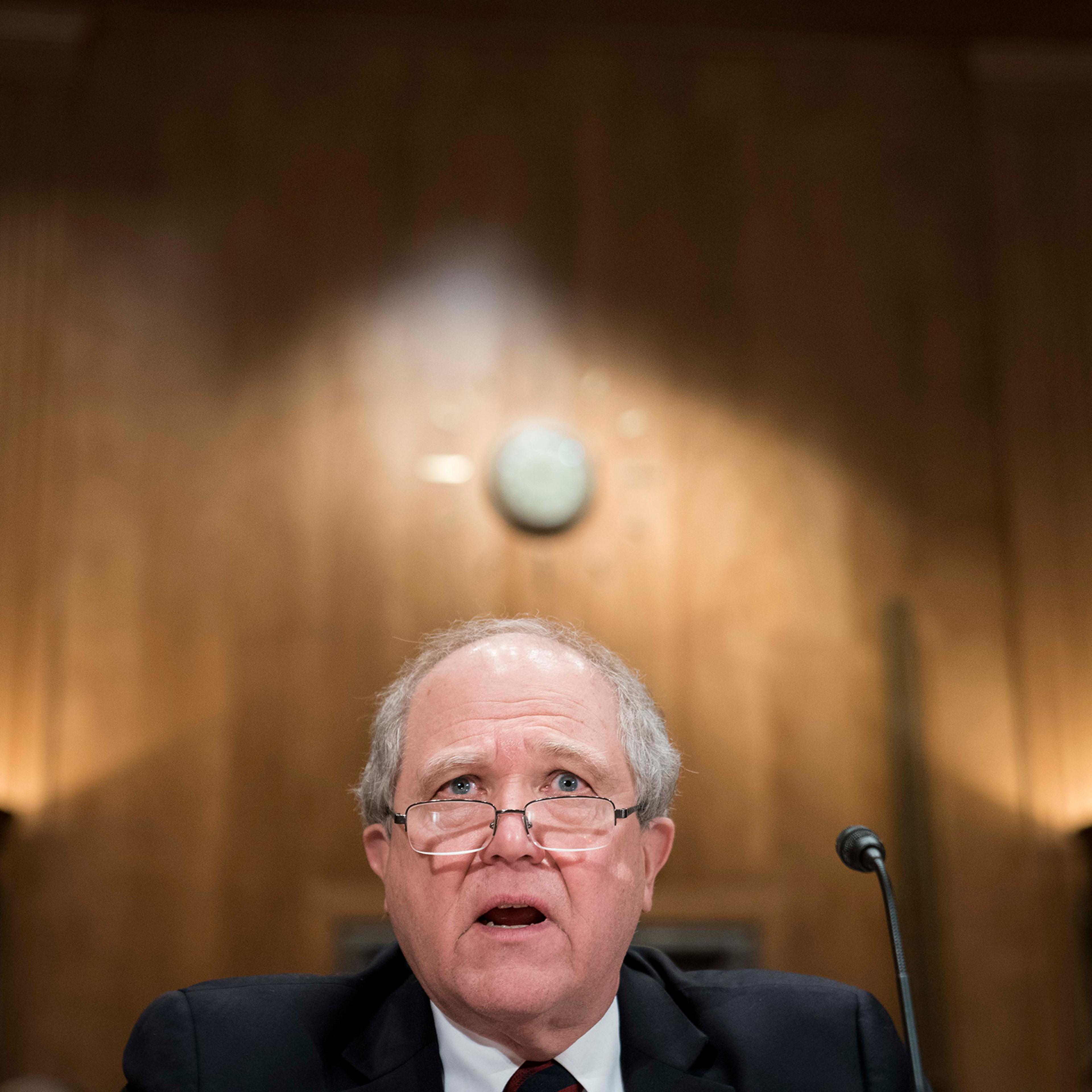 John F. Sopko, special inspector general for Afghanistan reconstruction, testifies before the Senate Homeland Security and Governmental Affairs Committee in Washington, D.C., on Feb. 11, 2020.