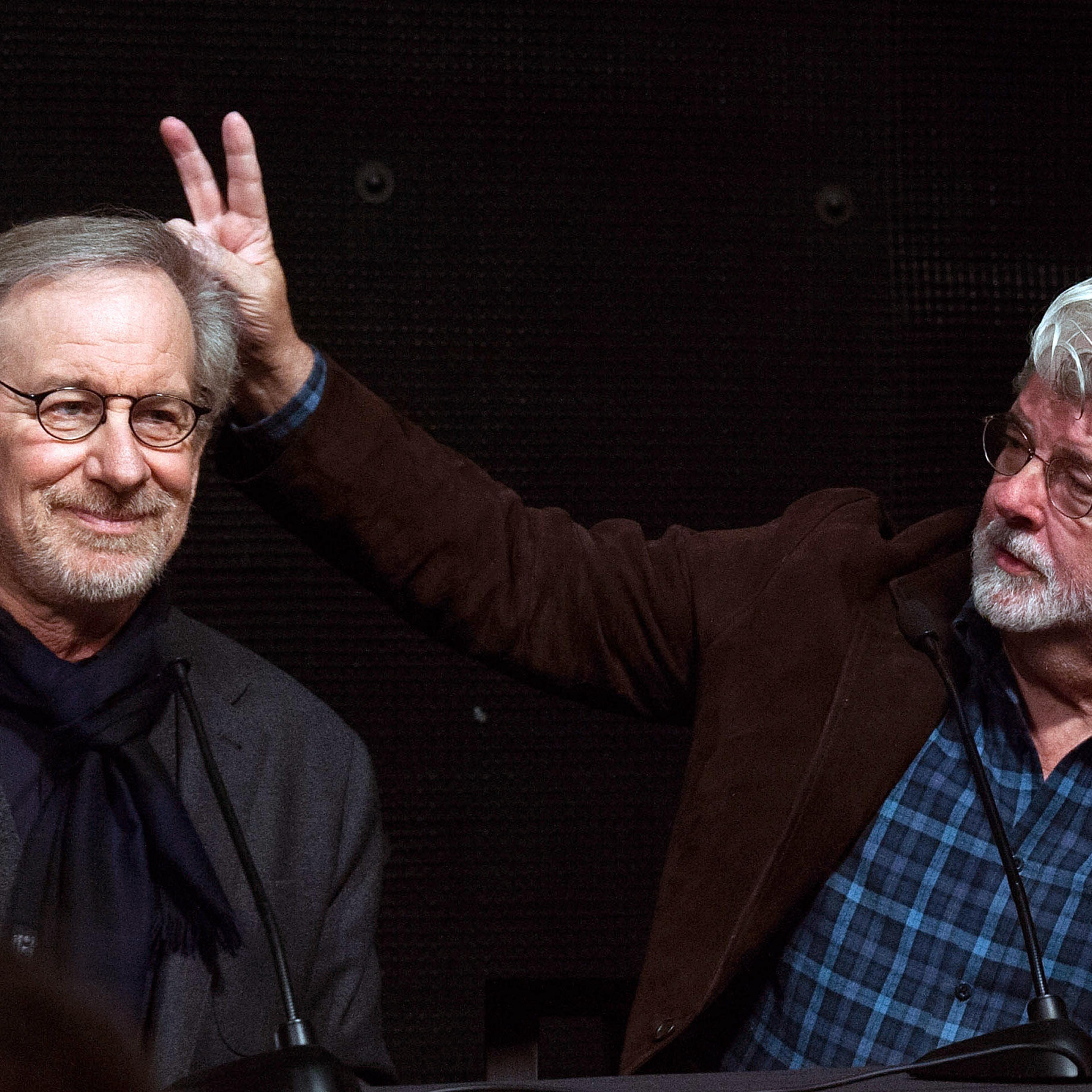 Steven Spielberg and George Lucas pal around.