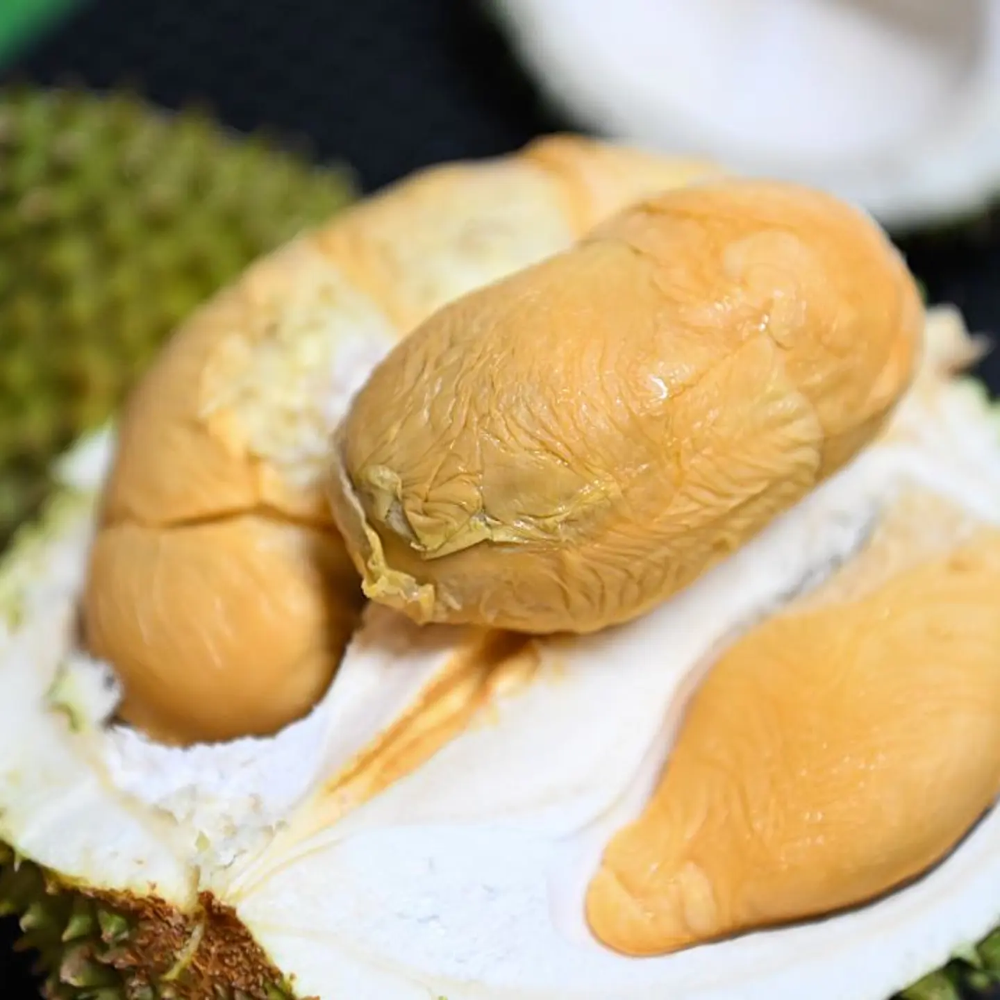 Durians at a fruit distributor's operating center in Guangzhou, south China's Guangdong Province, on Oct. 17, 2025.