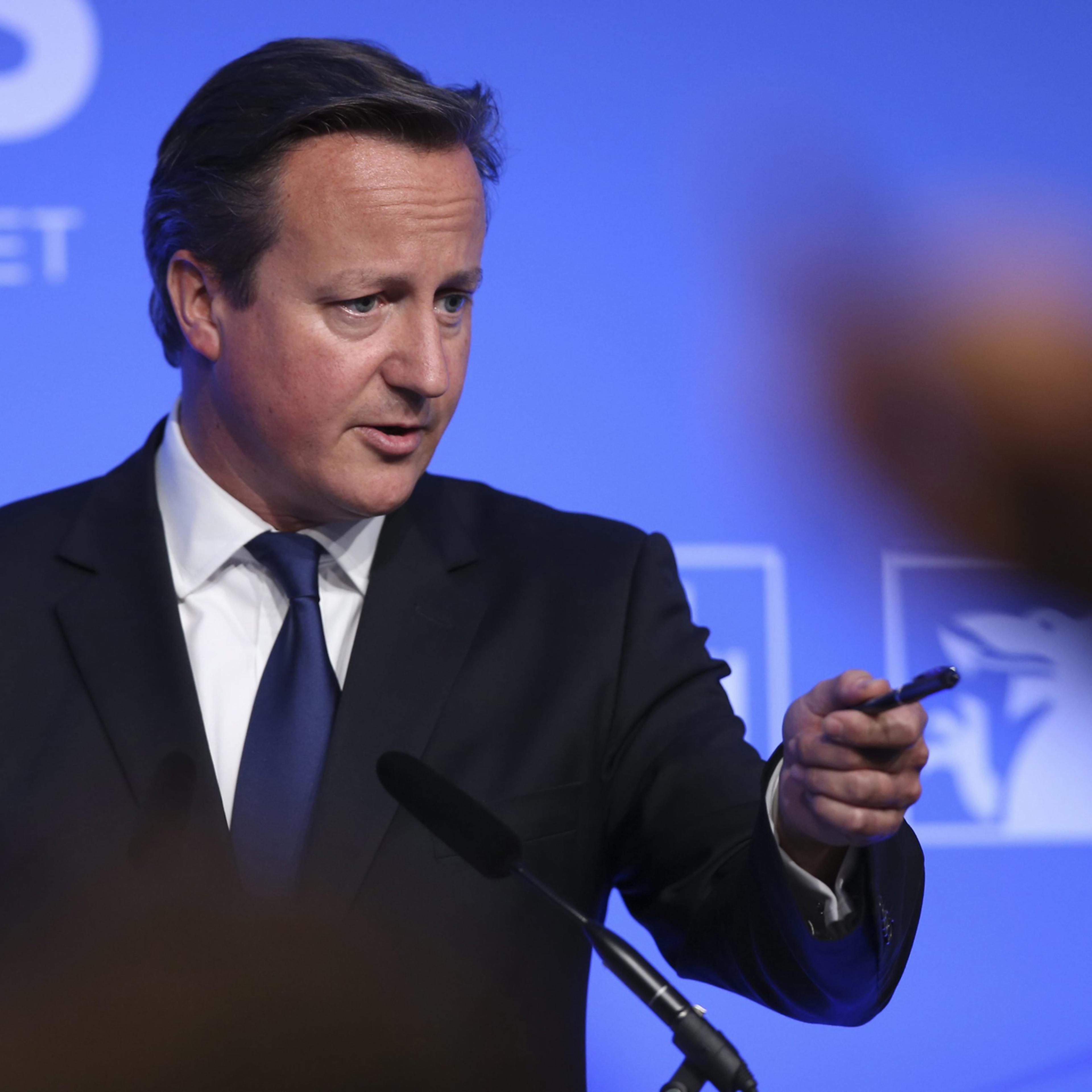 Prime Minister David Cameron speaks during a press conference as part of the NATO Summit 2014 at the Celtic Manor Resort in Newport, Wales, Sept. 5 2014.