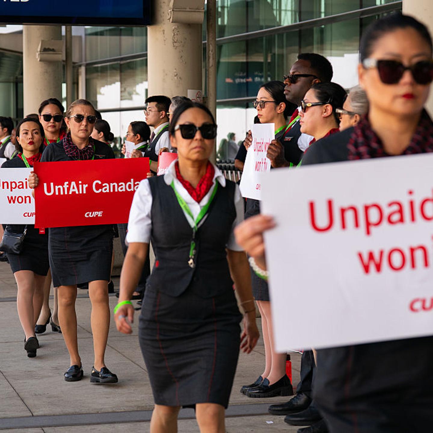 Air Canada Flight Attendants Day Of Action At Toronto Pearson International Airport