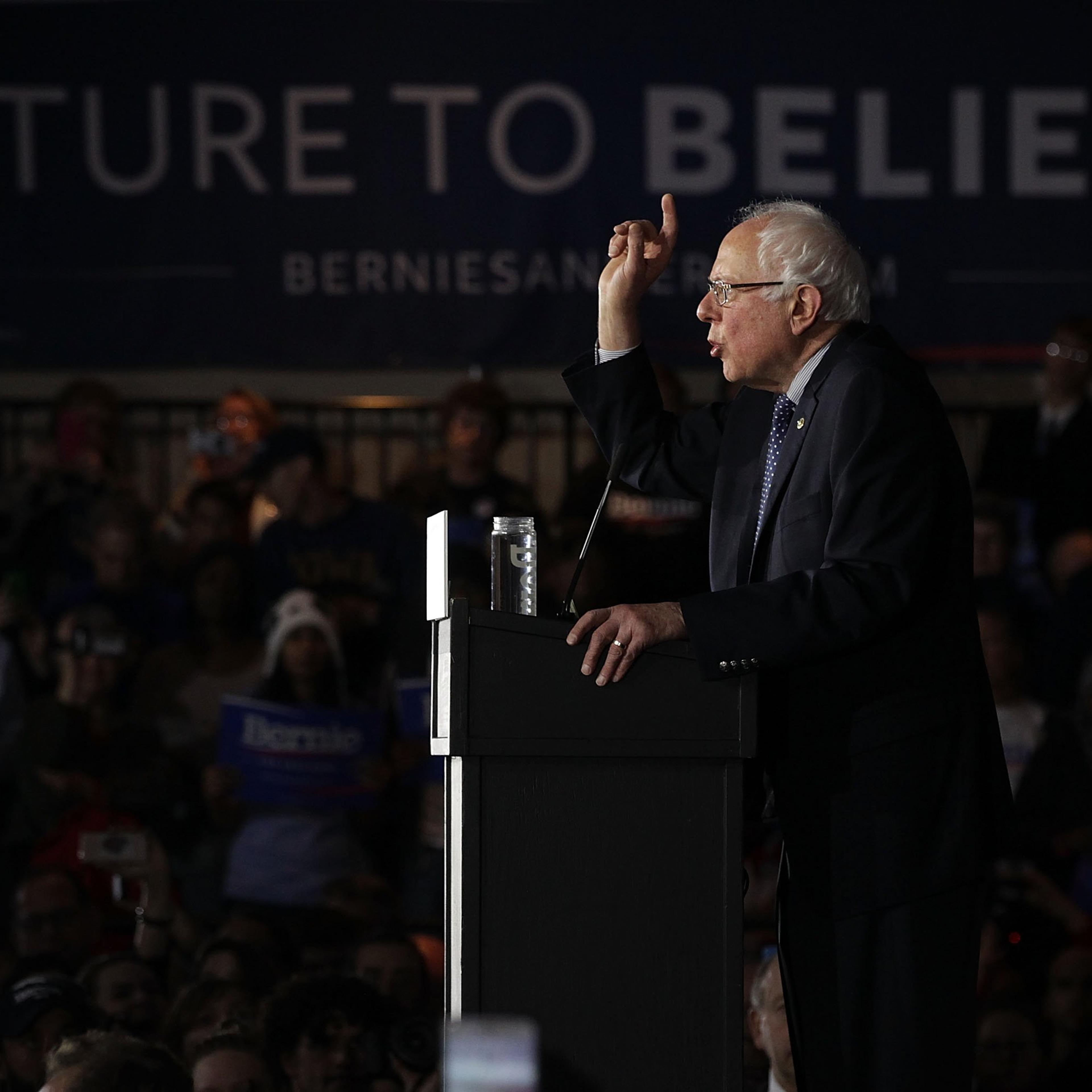 Democratic Presidential Candidate Bernie Sanders Holds Iowa Caucus Night Gathering