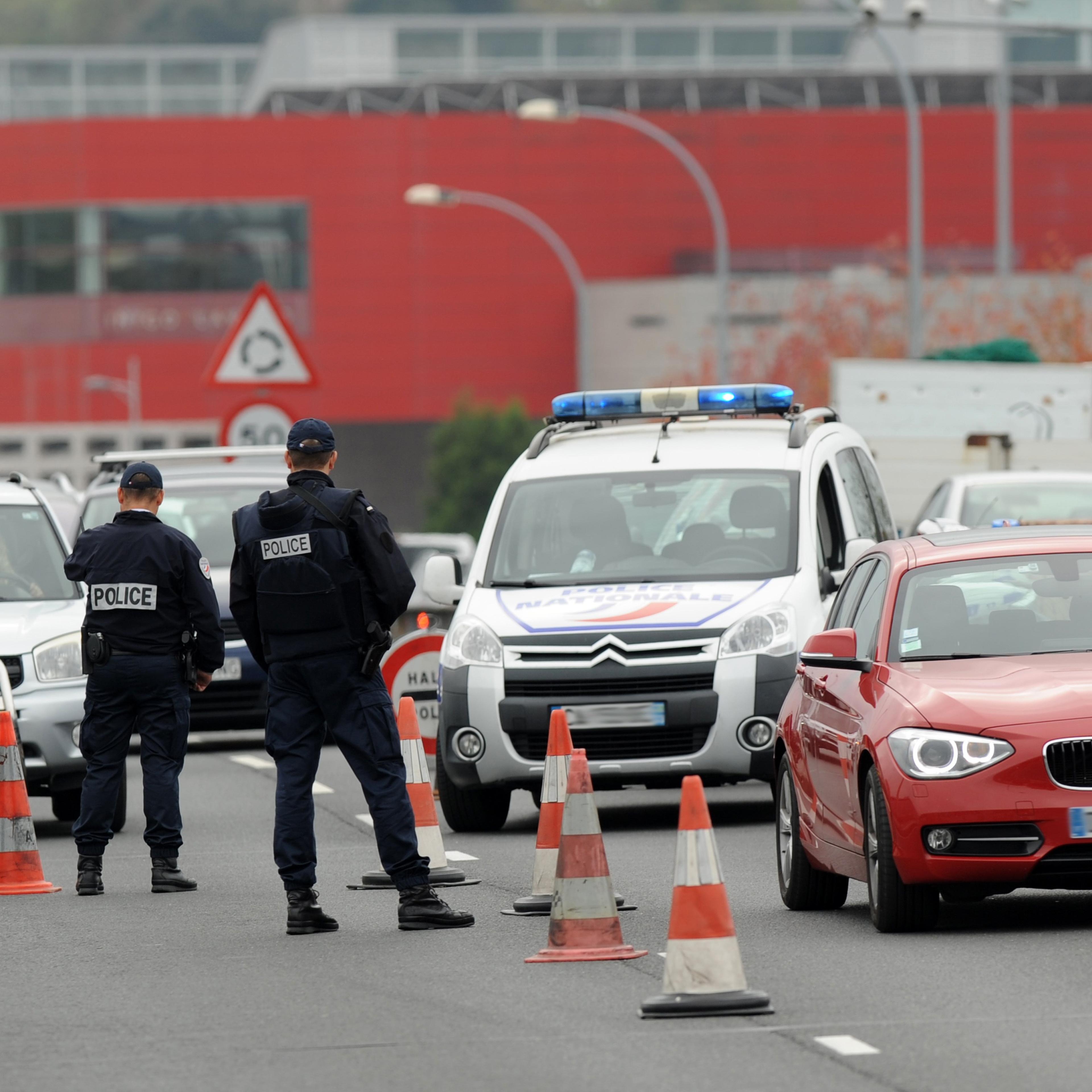Police controls vehicles leaving France towards Spain at the border post of Hendaye, France on Nov. 14, 2015.