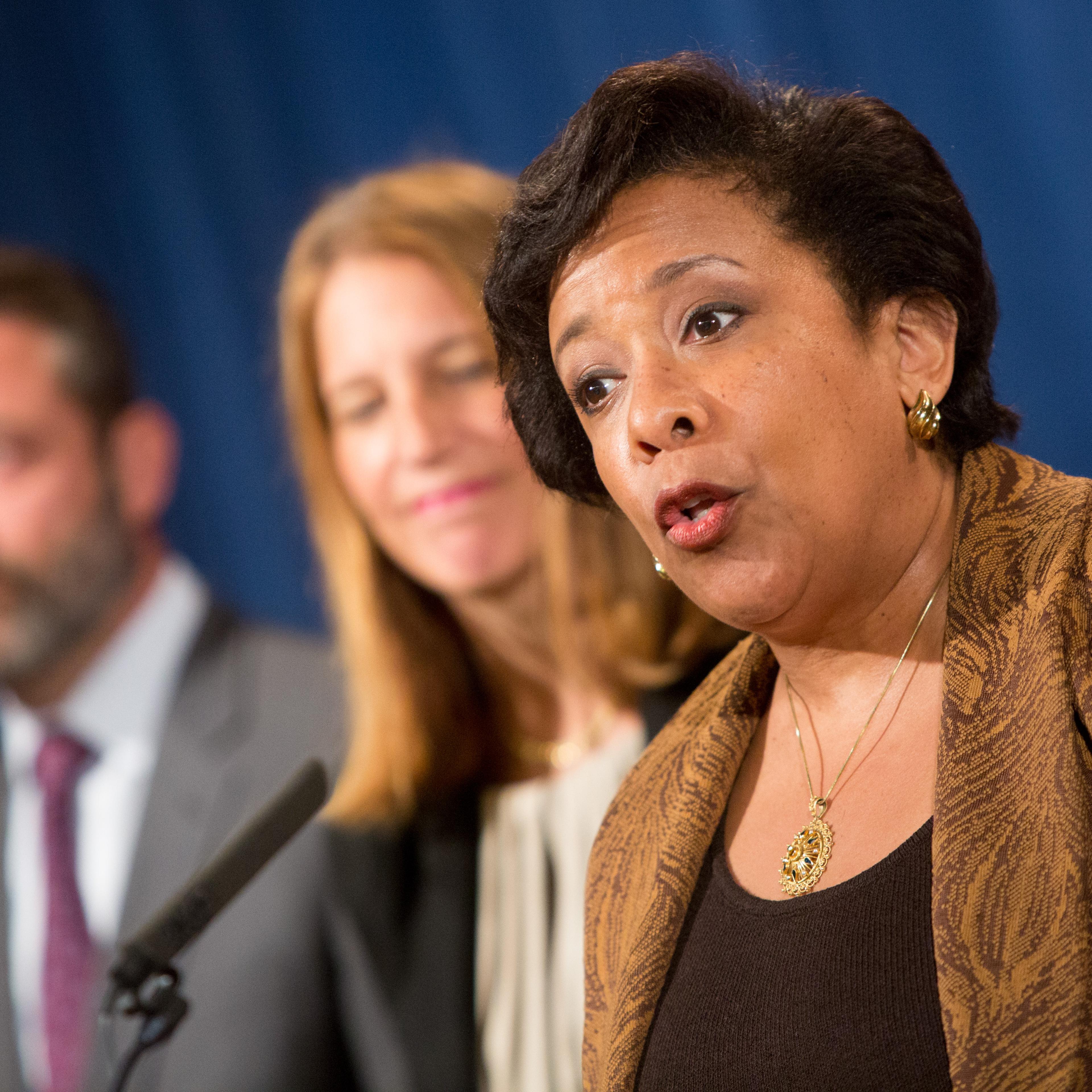 Attorney General Loretta E. Lynch speaks at a press conference in Washington, D.C. on June 22, 2016.