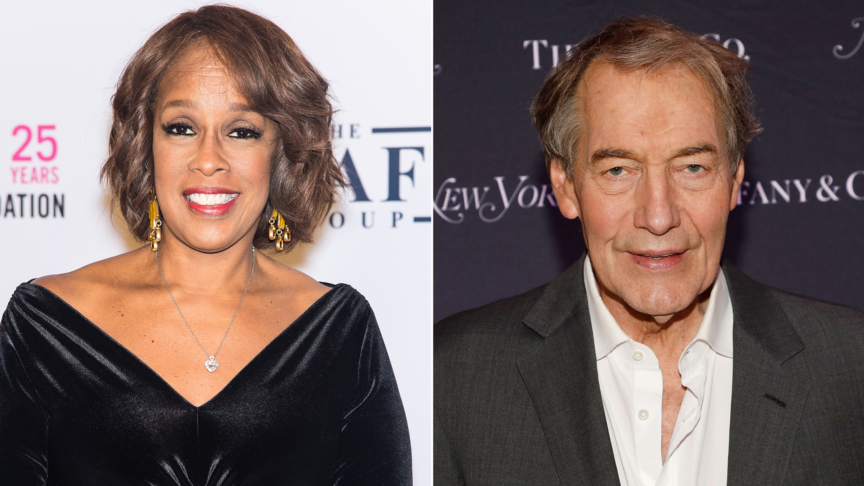 Gayle King (left) and Charlie Rose (right).