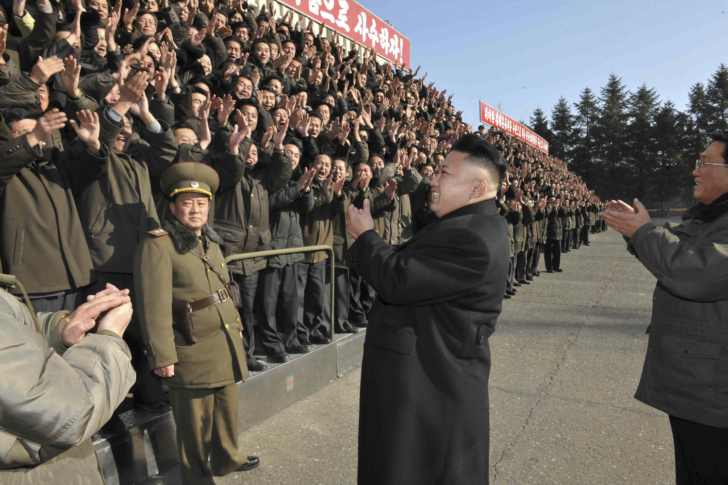 North Korean leader Kim gives field guidance to the State Academy of Sciences in this undated photo released by KCNA in Pyongyang