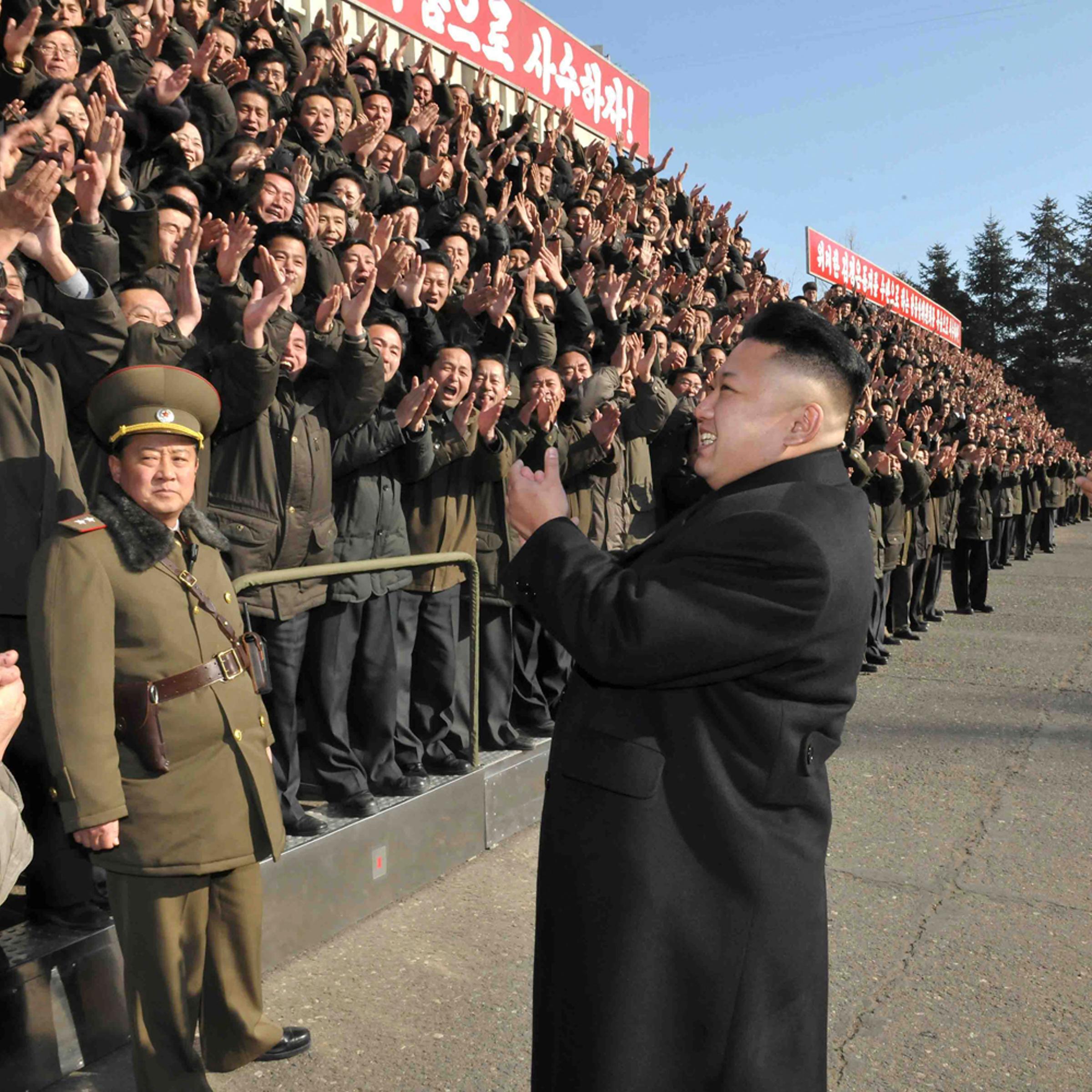 North Korean leader Kim gives field guidance to the State Academy of Sciences in this undated photo released by KCNA in Pyongyang