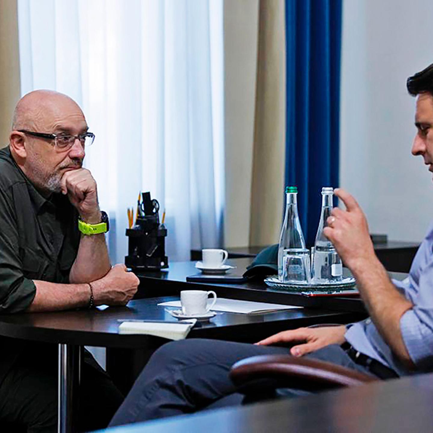 Ukraine’s Oleksiy Reznikov, left, with TIME’s Simon Shuster in June