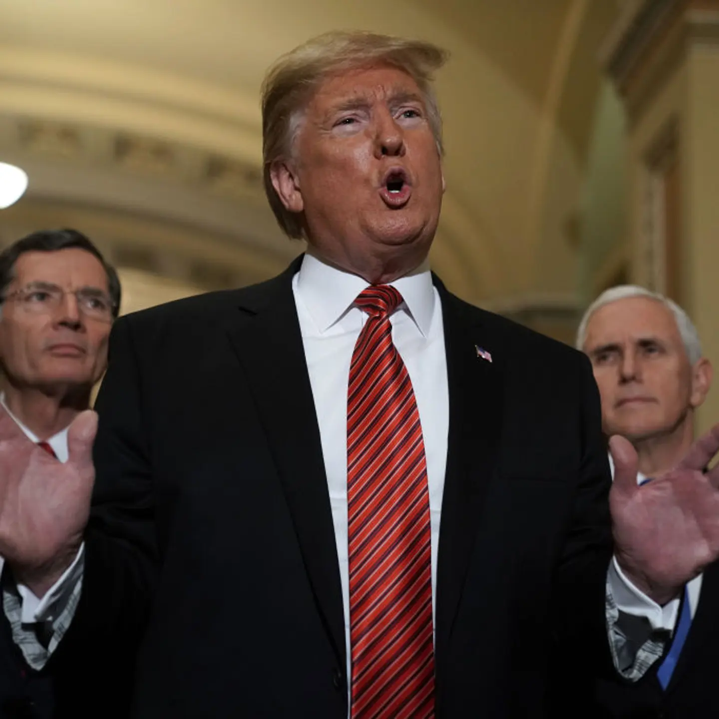 President Trump Attends Senate Republicans Weekly Policy Luncheons On Capitol Hill
