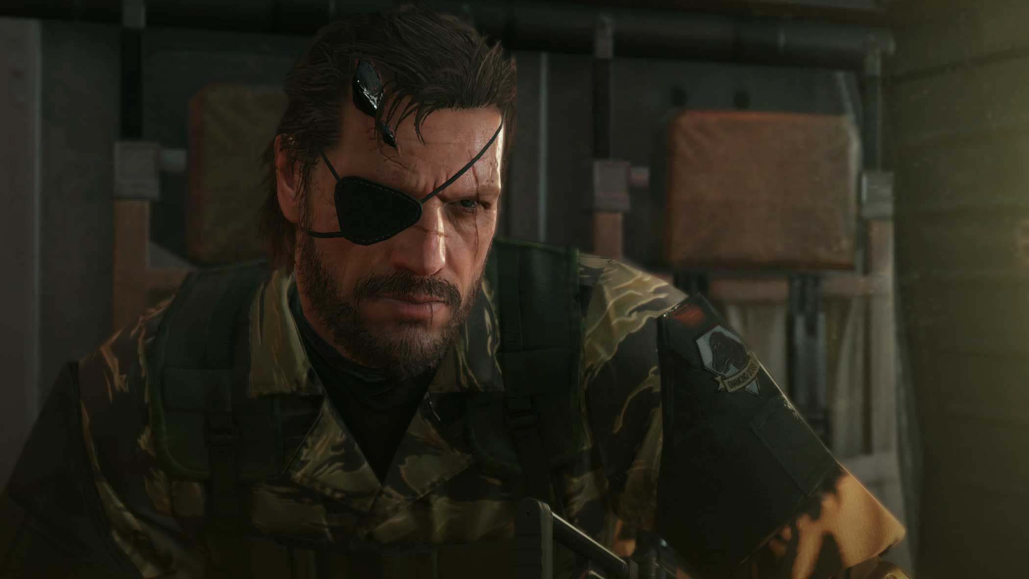 <b>Metal Gear Solid V: The Phantom Pain</b> Design Process: <i>"This cut scene is expressed as a technique called SSS (Sub-Surface Scattering). The soft shadow is scattered on his skin from the light to convey a certain mood."</i> - Kojima Productions
