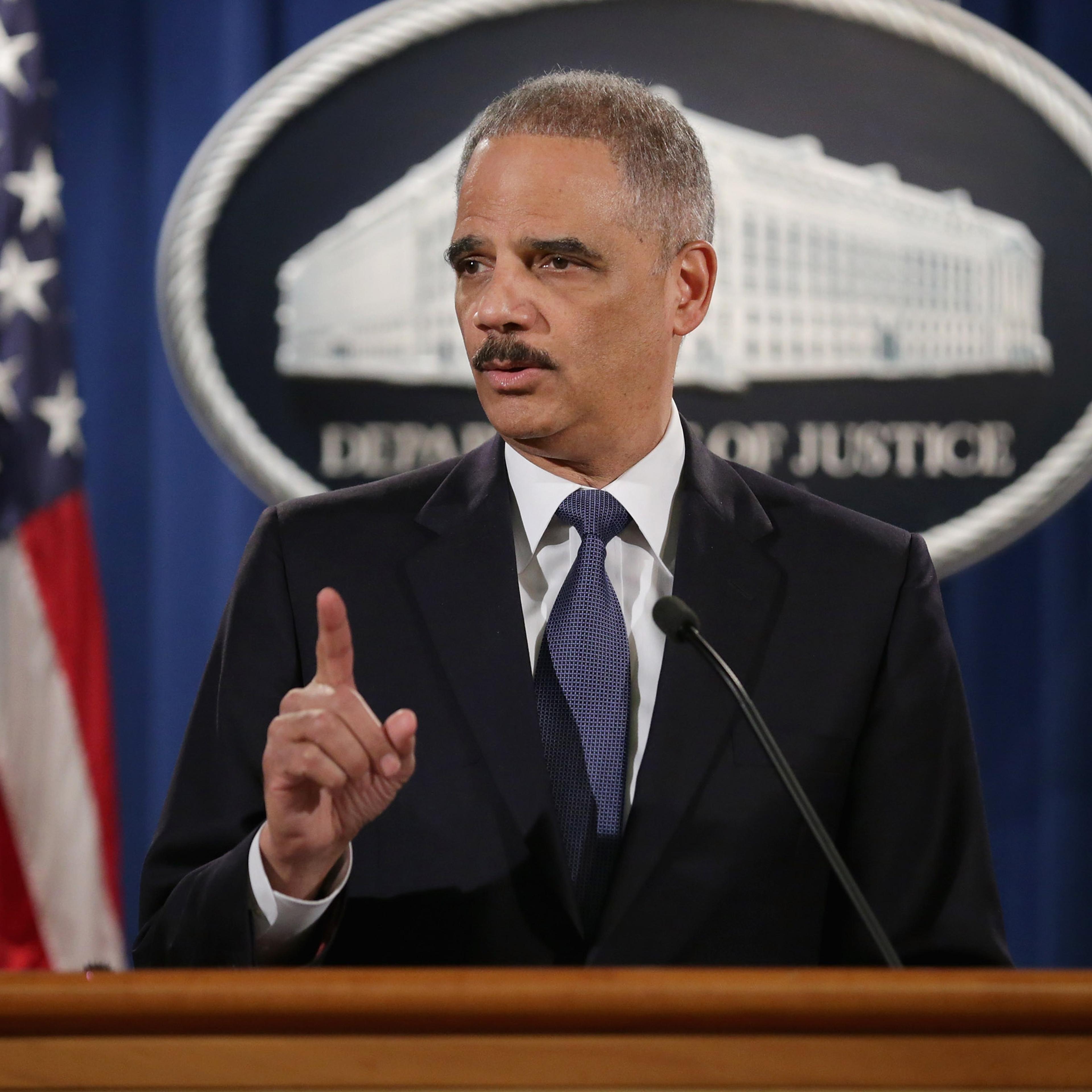 Attorney General Eric Holder delivers remarks about the Justice DepartmentÕs findings related to two investigations in Ferguson, Missouri, at the Robert F. Kennedy Department of Justice Building March 4, 2015 in Washington, DC. Holder delivered the remar
