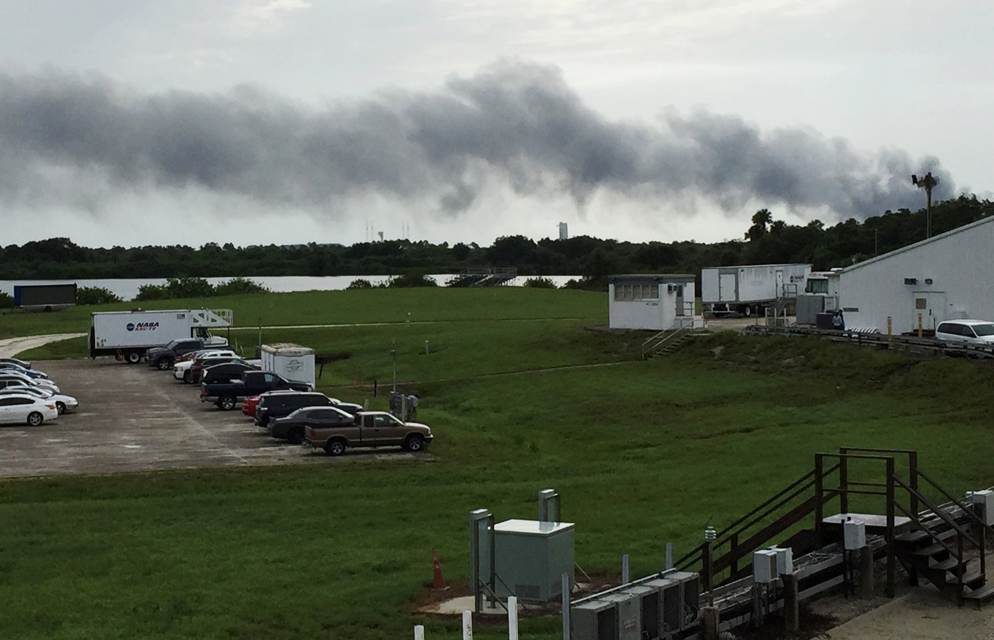 Smoke rises from a SpaceX launch site in Cape Canaveral, Fla., Sept. 1, 2016.