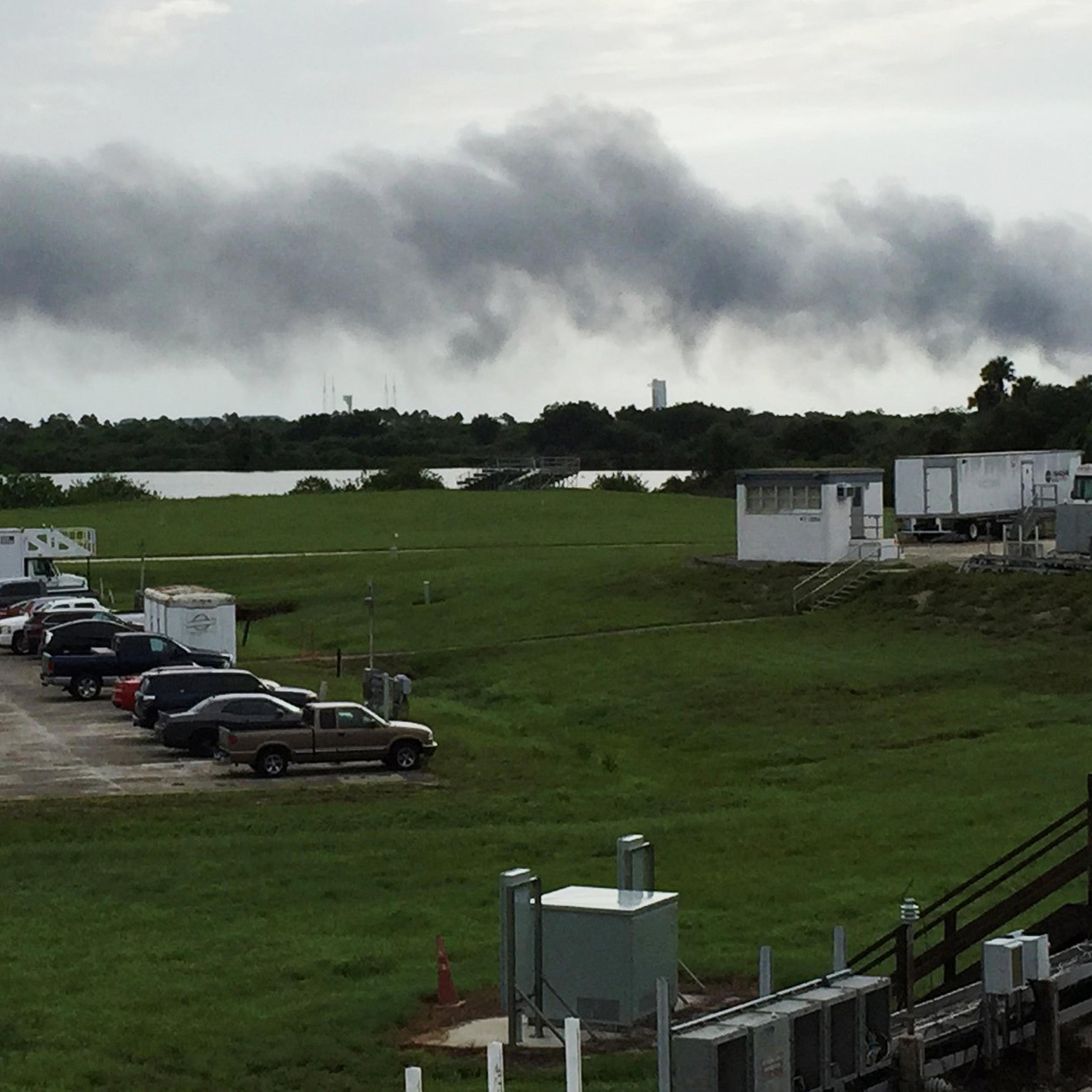 Smoke rises from a SpaceX launch site in Cape Canaveral, Fla., Sept. 1, 2016.
