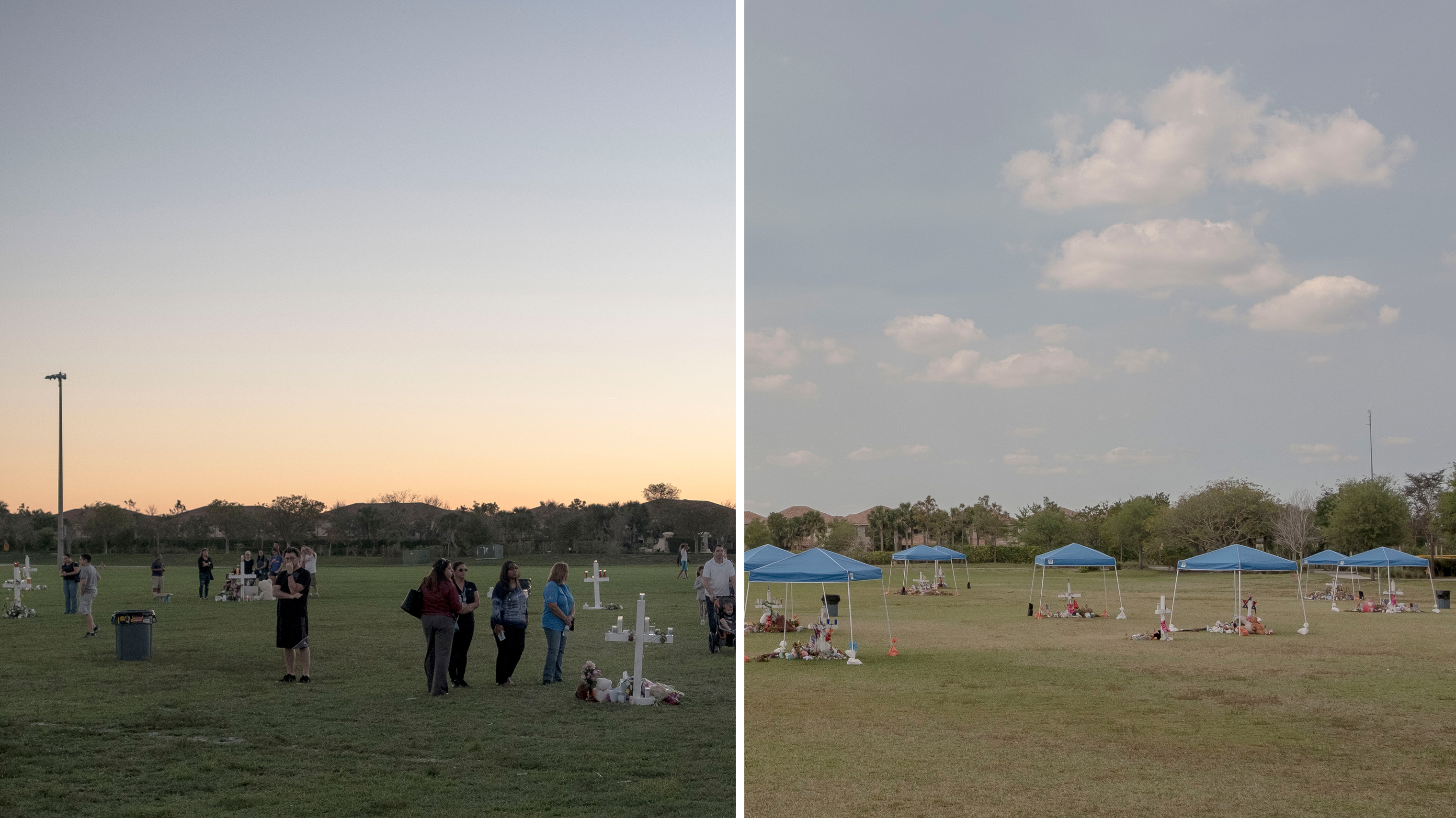 3/6/18, Parkland, Florida A memorial honoring the victims of the Marjory Stoneman Douglas High School shooting are left at the Pine Trails Park in Parkland, Florida on March 6, 2018. Gabriella Demczuk / TIME