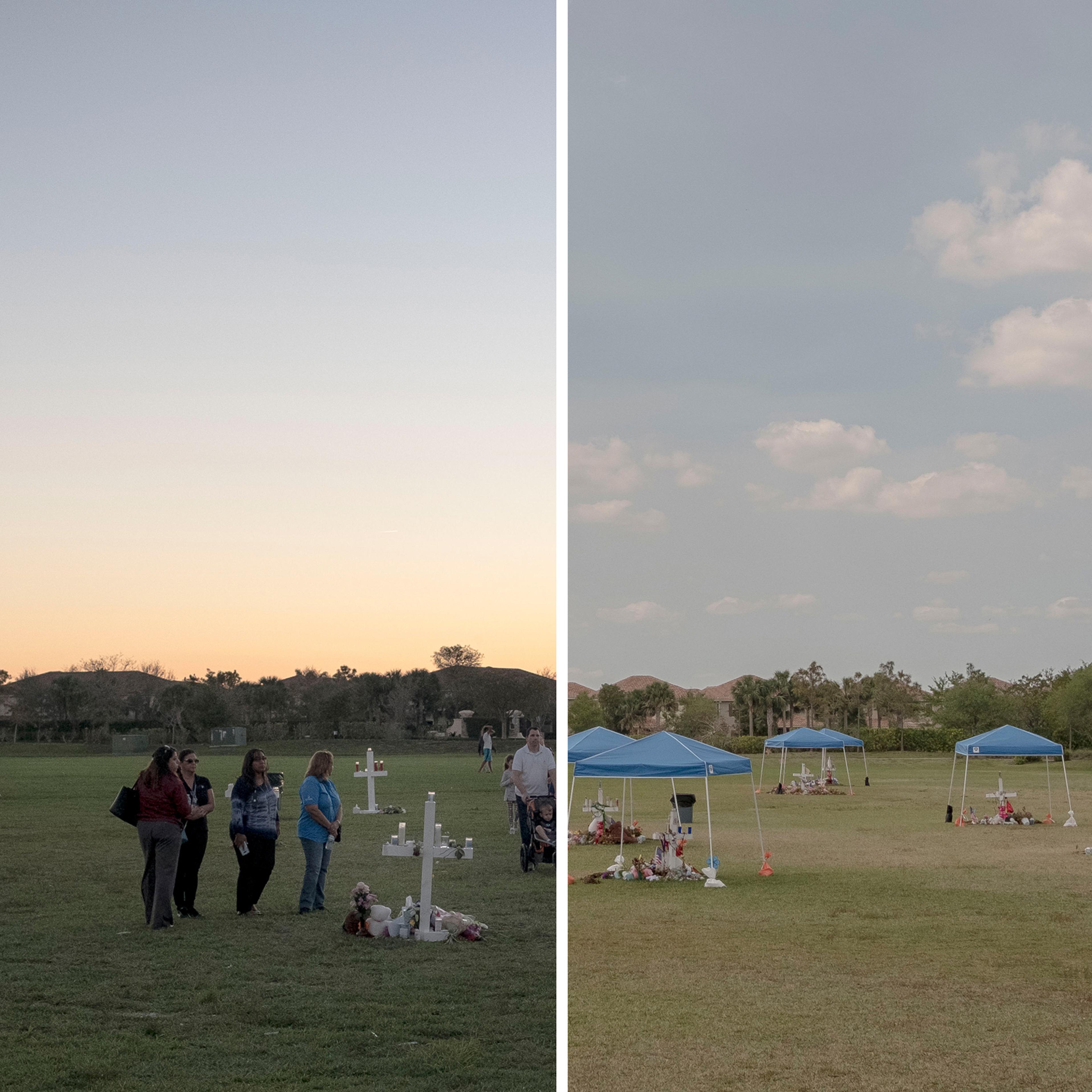 3/6/18, Parkland, Florida A memorial honoring the victims of the Marjory Stoneman Douglas High School shooting are left at the Pine Trails Park in Parkland, Florida on March 6, 2018. Gabriella Demczuk / TIME