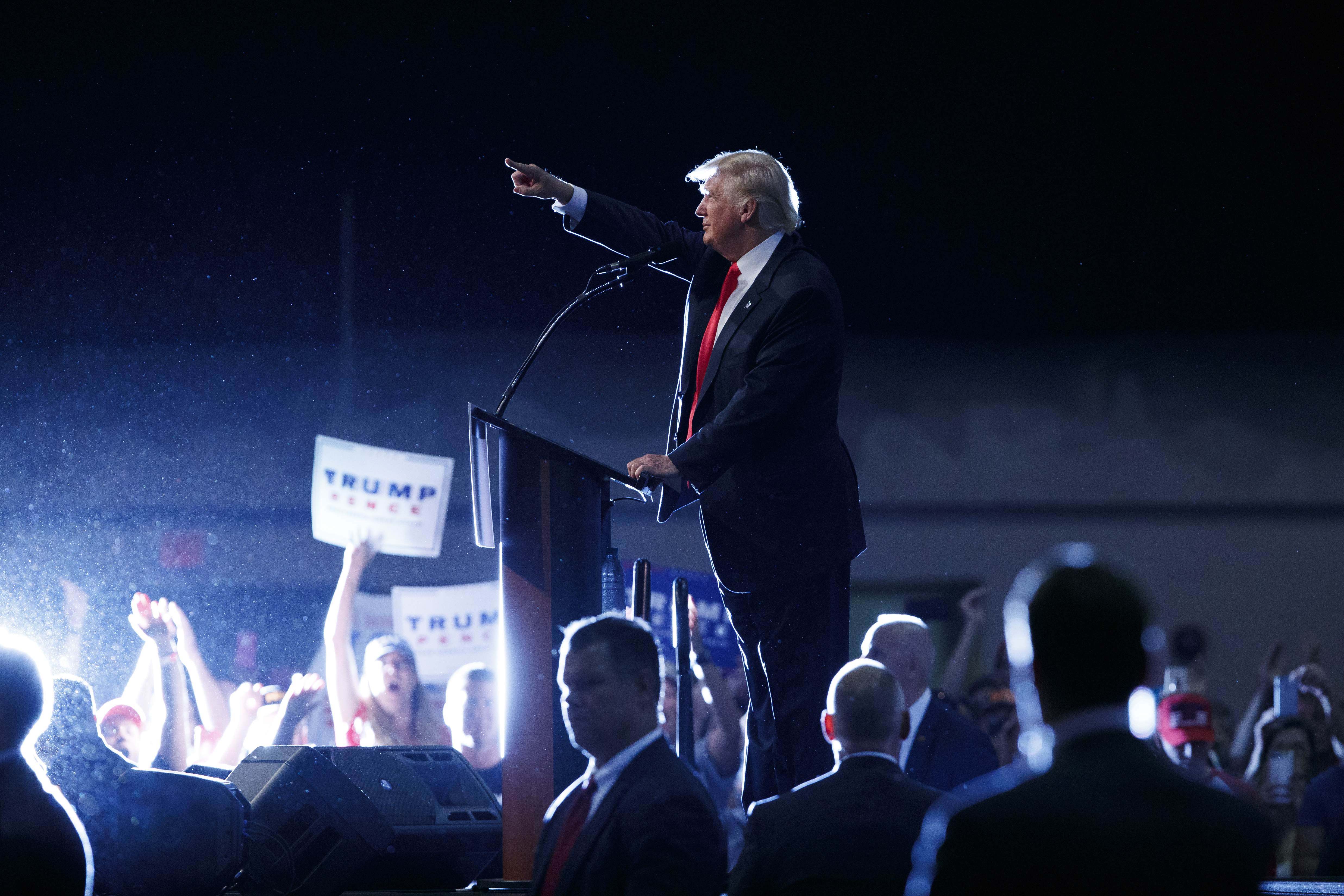 Republican presidential candidate Donald Trump speaks during a campaign town hall at Ocean Center, Aug. 3, 2016, in Daytona Beach, Fla.