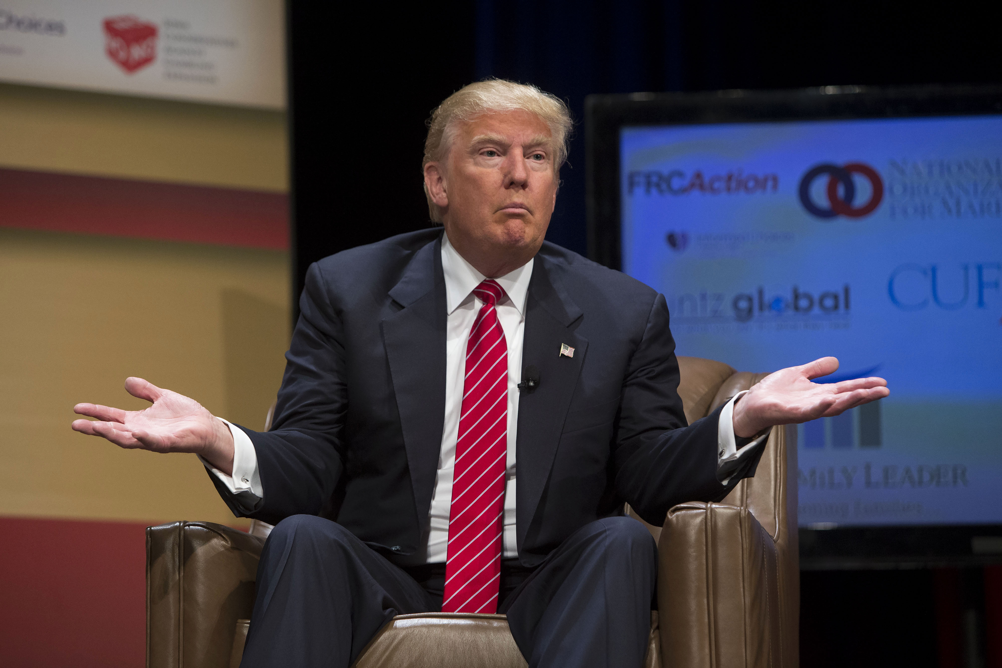 Donald Trump, president and chief executive of Trump Organization Inc. and 2016 U.S. presidential candidate at the Family Leadership Summit in Ames, Iowa, U.S., on July 18, 2015.