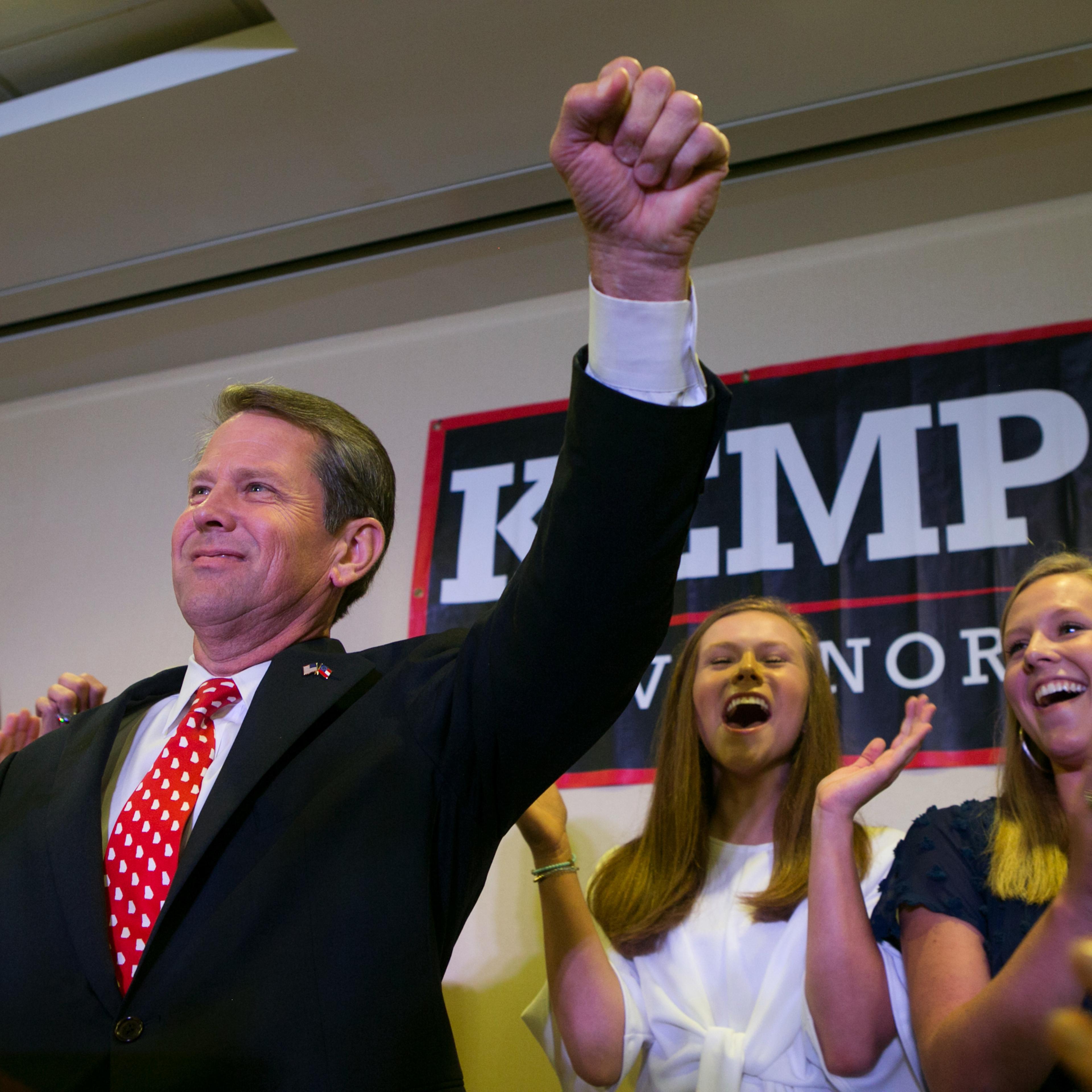 Georgia Secretary of State And Gubernatorial Candidate Brian Kemp Holds Primary Night Event In Athens, Georgia