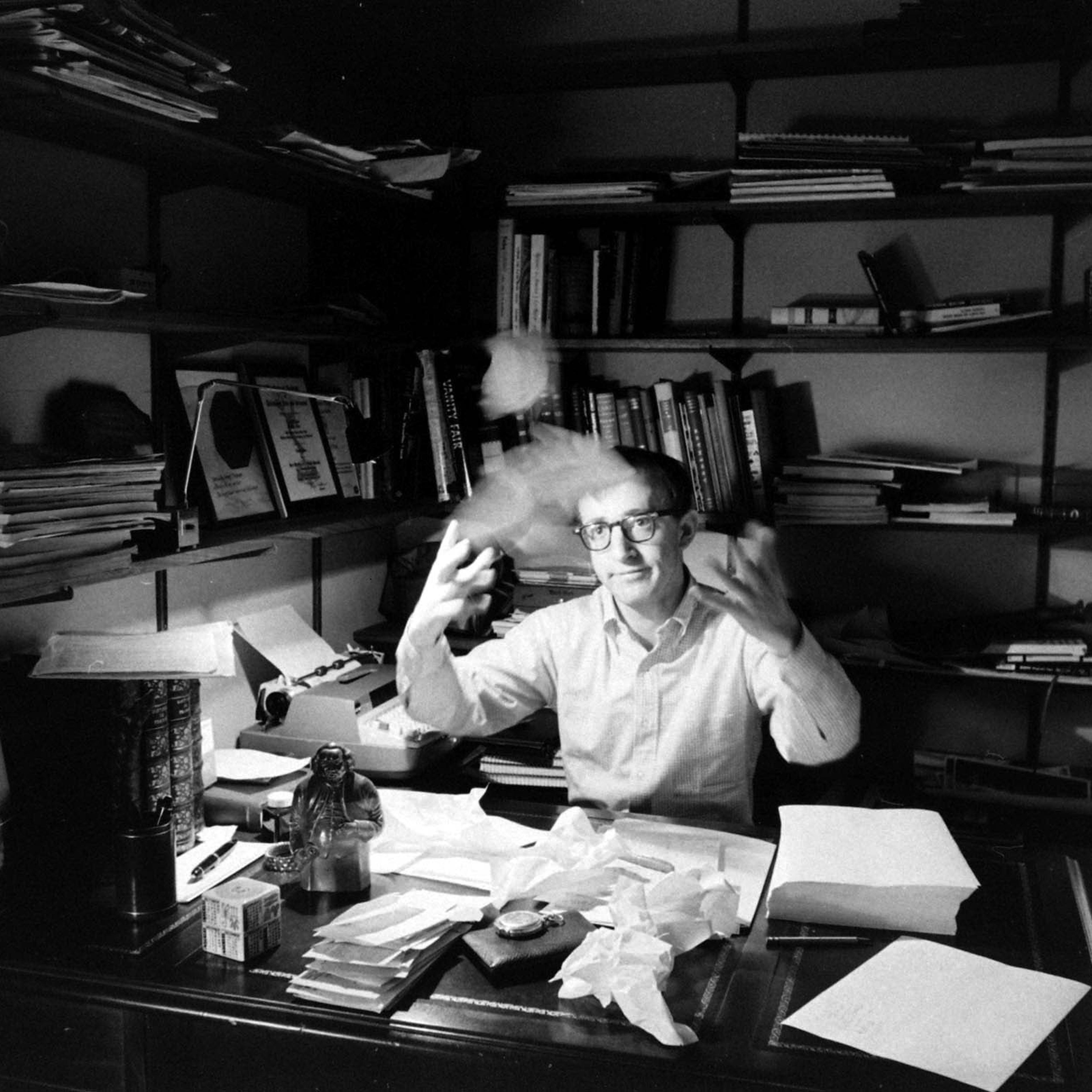 Woody Allen at home in Manhattan, 1967.