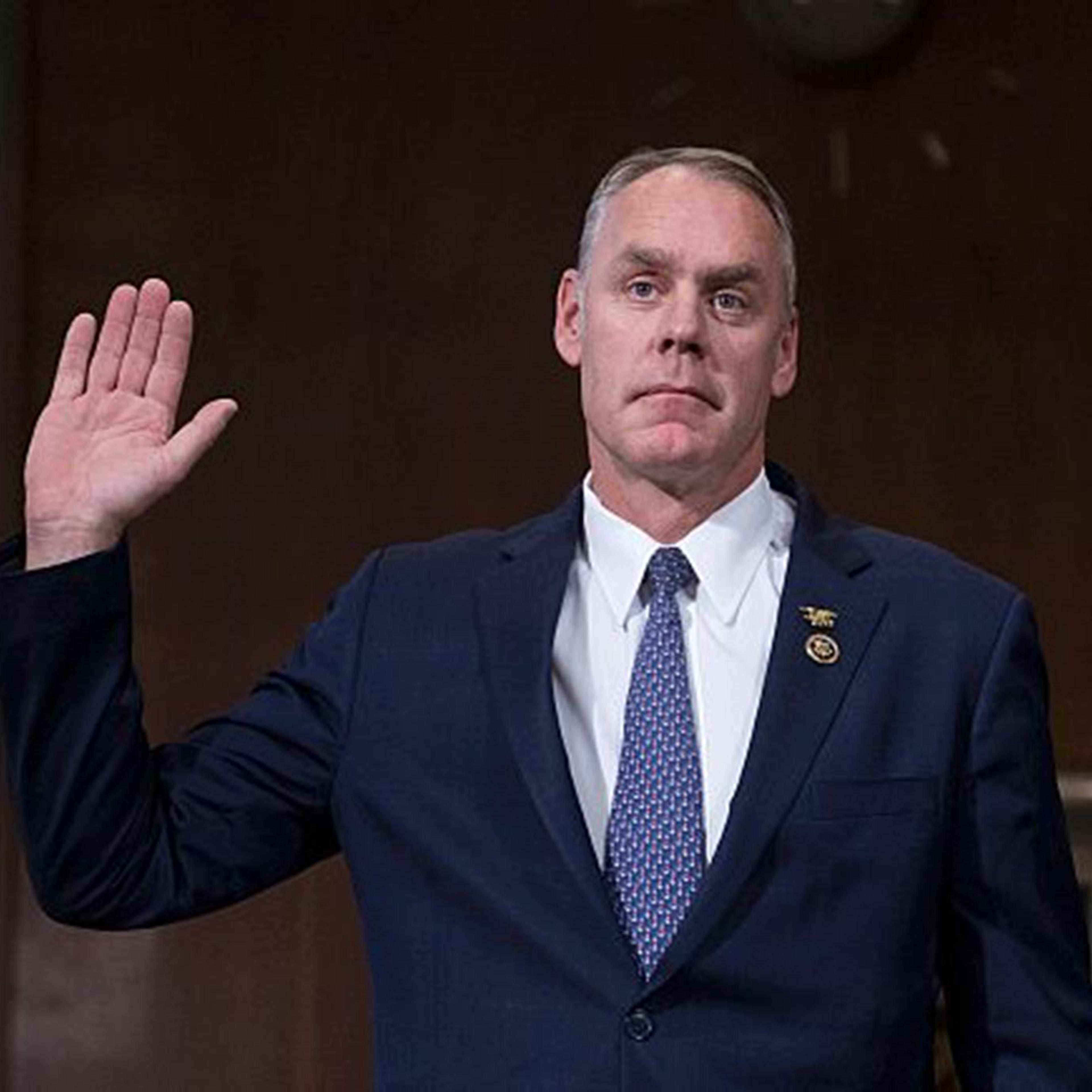 Republican Montana Congressman Ryan Zinke is sworn in before his Secretary of the Interior nomination hearing before Senate Committee on Energy and Natural Resources on Capitol Hill in Washington, DC, Jan. 17, 2017.