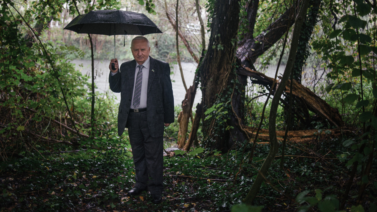 Said-Emin Ibragimov poses in the place he said he was abducted by Vladimir Putin's secret agents.