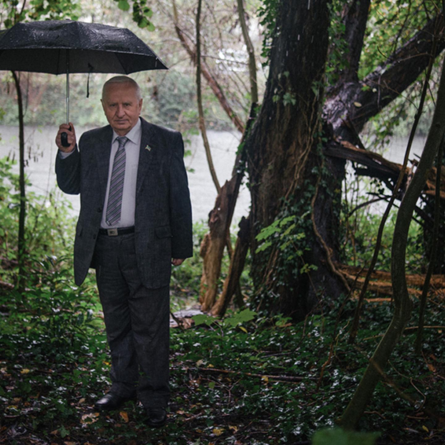 Said-Emin Ibragimov poses in the place he said he was abducted by Vladimir Putin's secret agents.