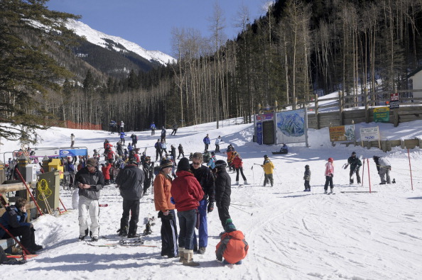 Skiers, Taos, New Mexico.