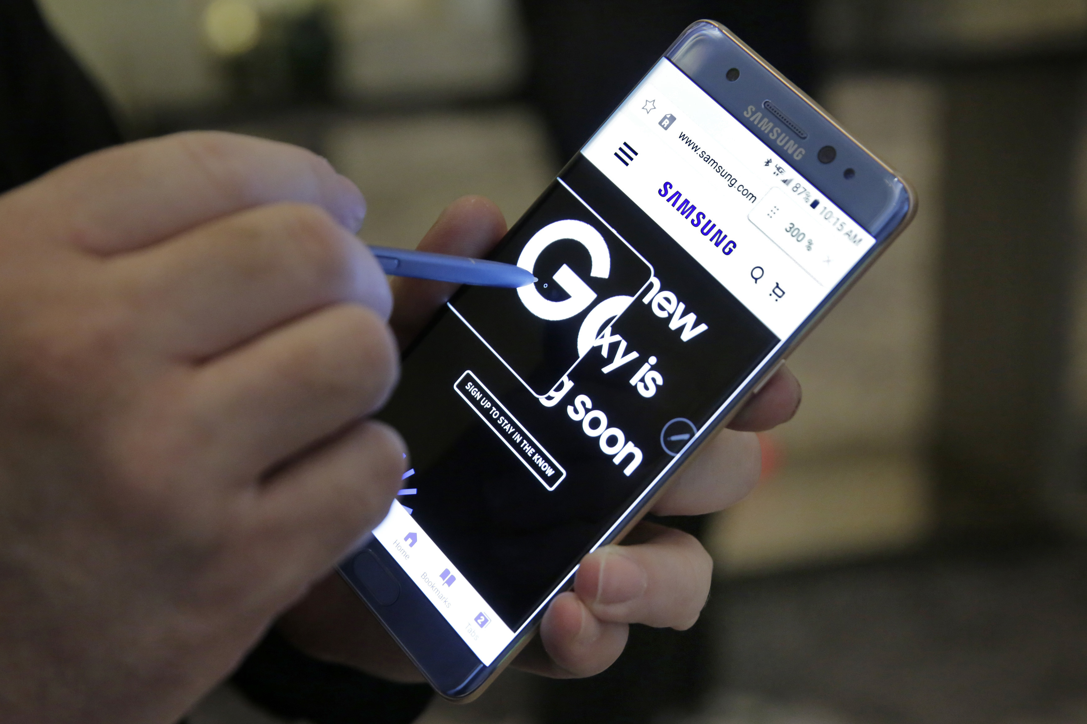 The Samsung Galaxy Note 7 demonstatrion in New York, July 28, 2016.