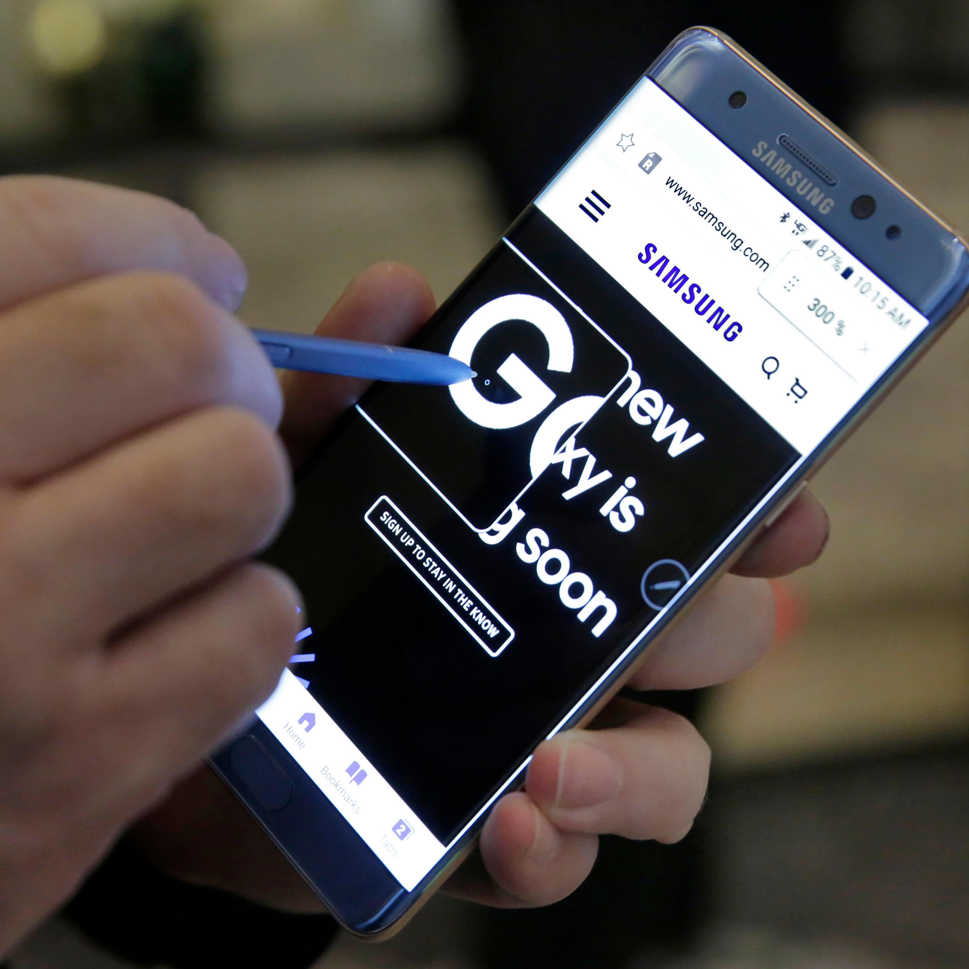 The Samsung Galaxy Note 7 demonstatrion in New York, July 28, 2016.
