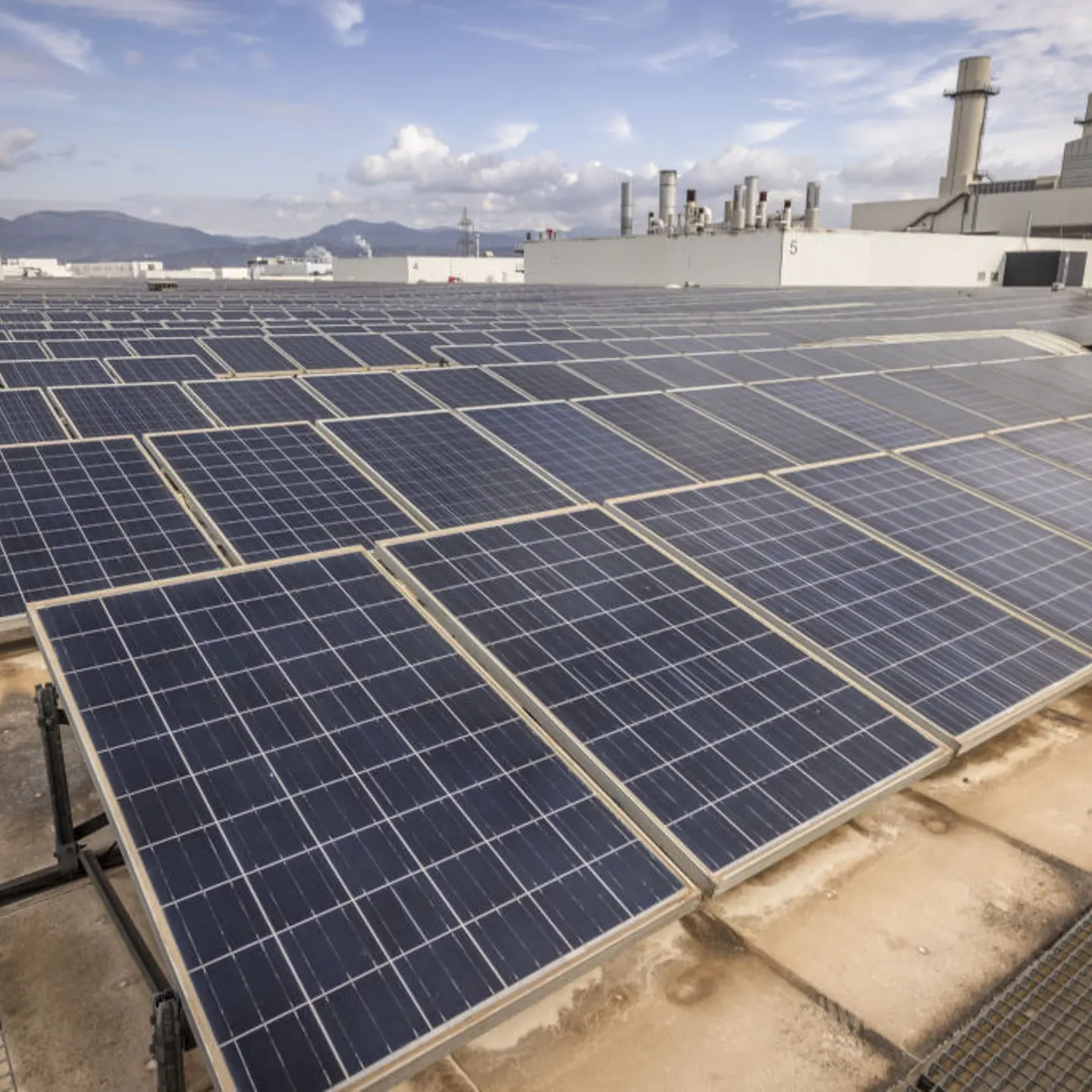 solar panels on a rooftop in Spain