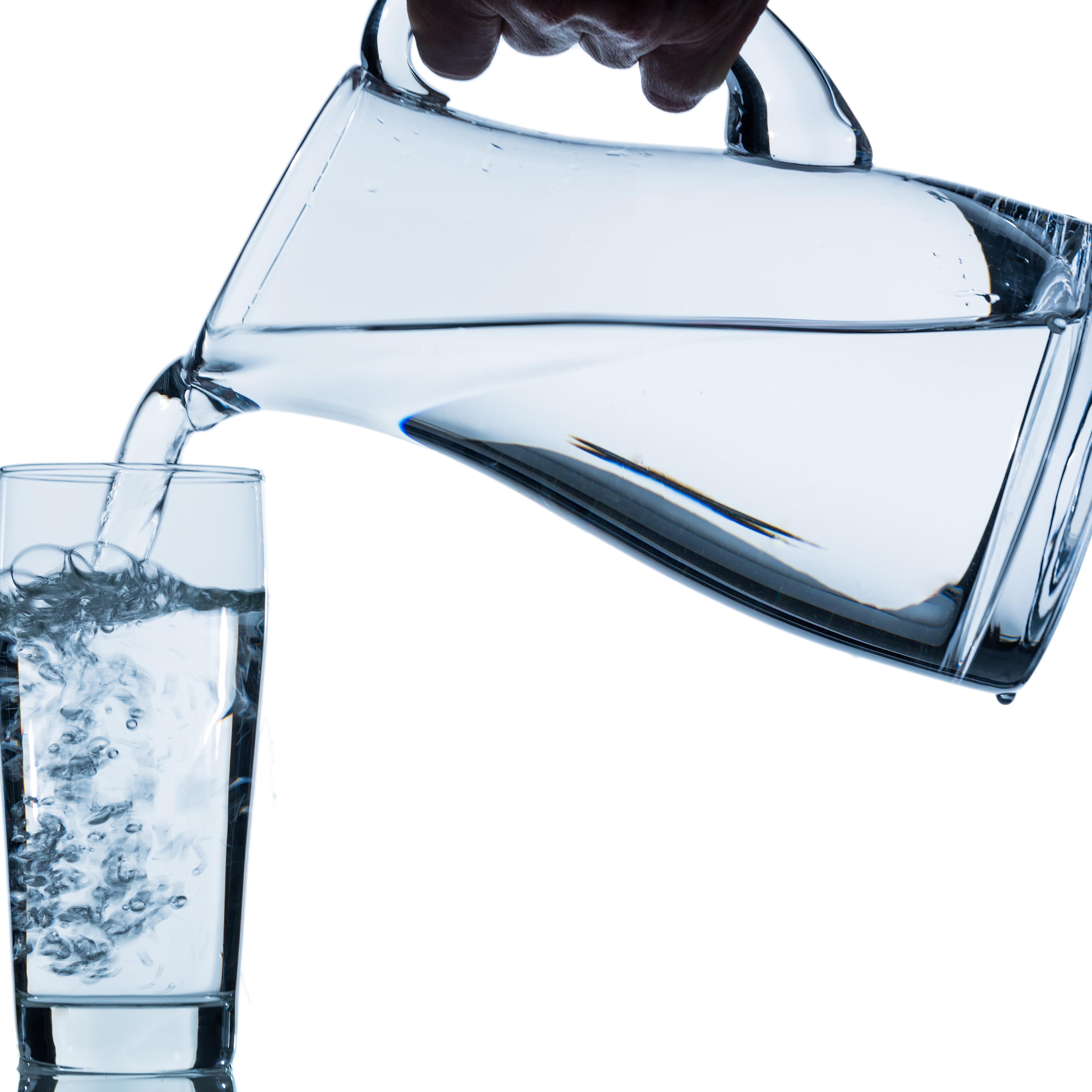 water pitcher and glass
