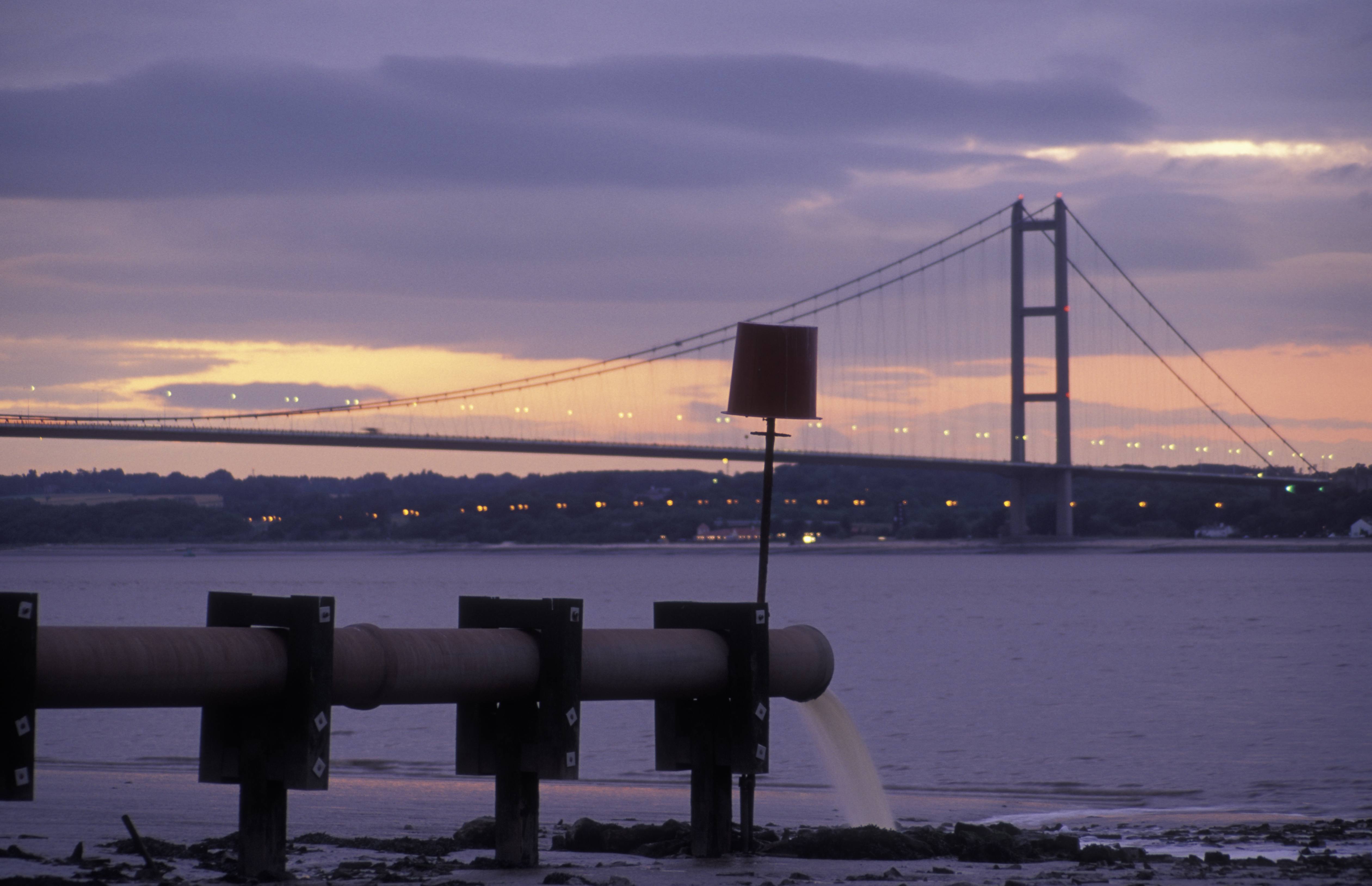 Sewage outflow into River Humber, Barton on Humber, Humberside, NE England.