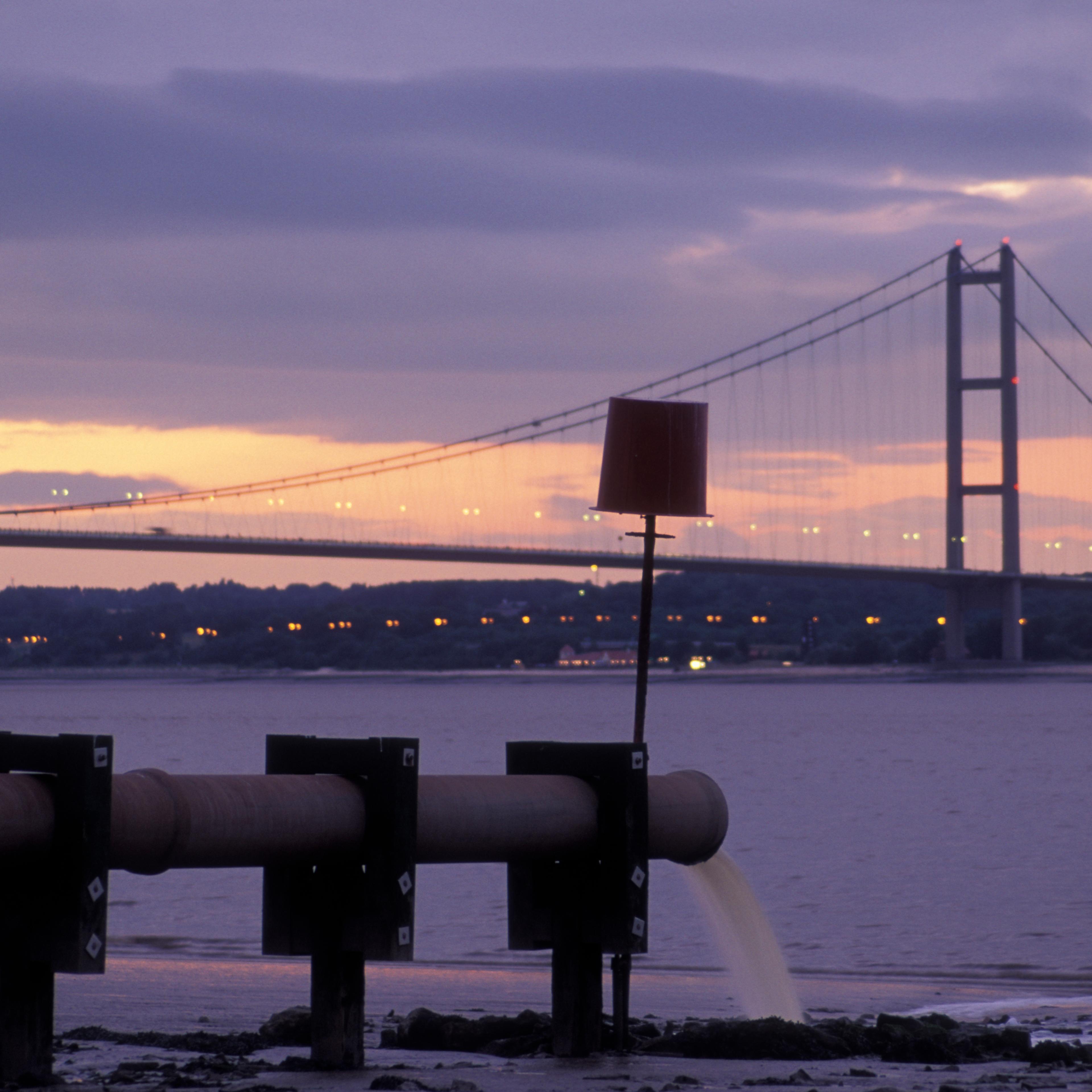 Sewage outflow into River Humber, Barton on Humber, Humberside, NE England.