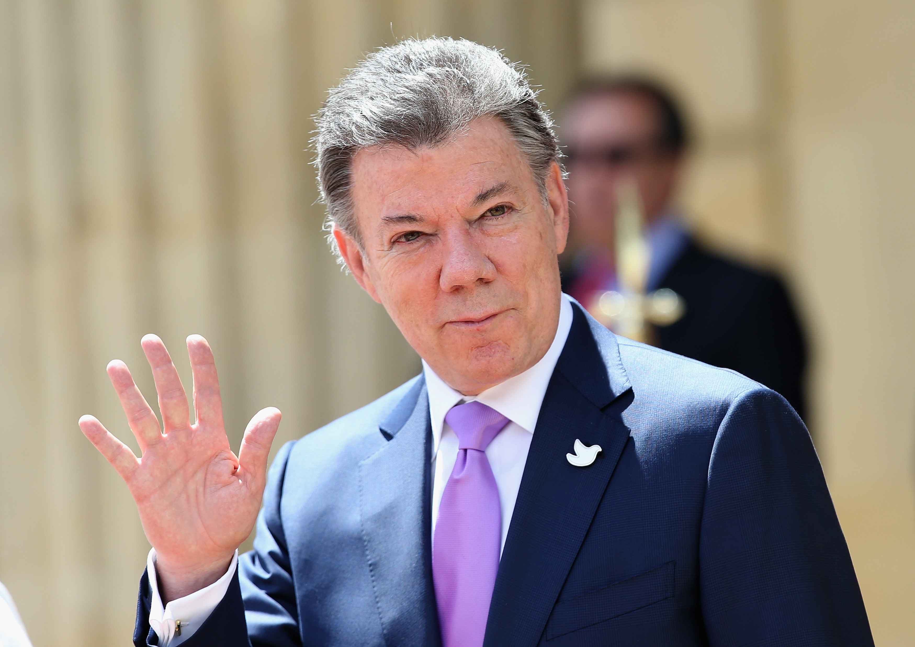 President of Colombia Juan Manuel Santos at the Presidential Palace for an Official Welcome in Bogota, Colombia, on Oct. 29, 2014.
