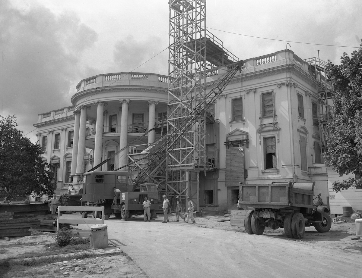 Exterior View of White House in Construction