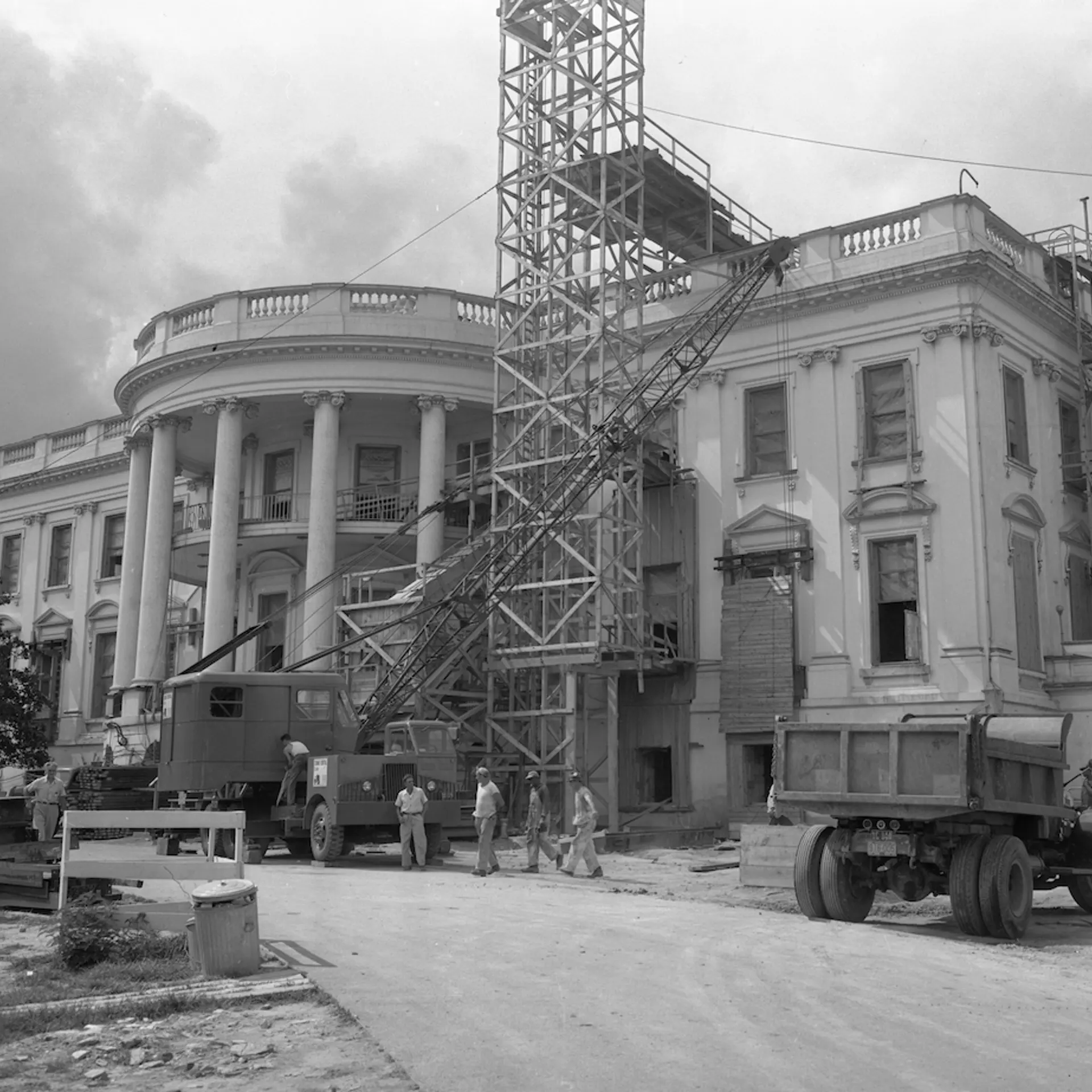 Exterior View of White House in Construction