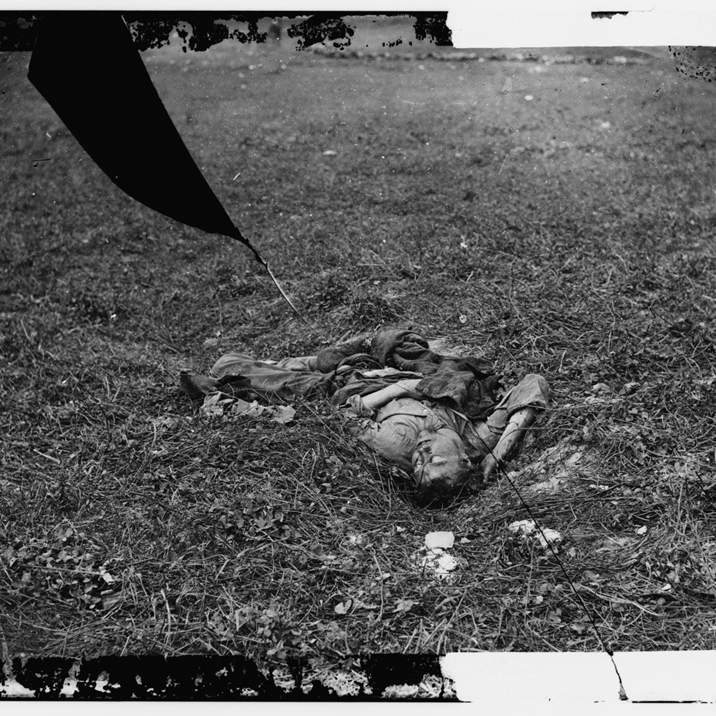<br />A Confederate soldier, who, after being wounded, had evidently dragged himself to a little ravine on the hillside where he died.