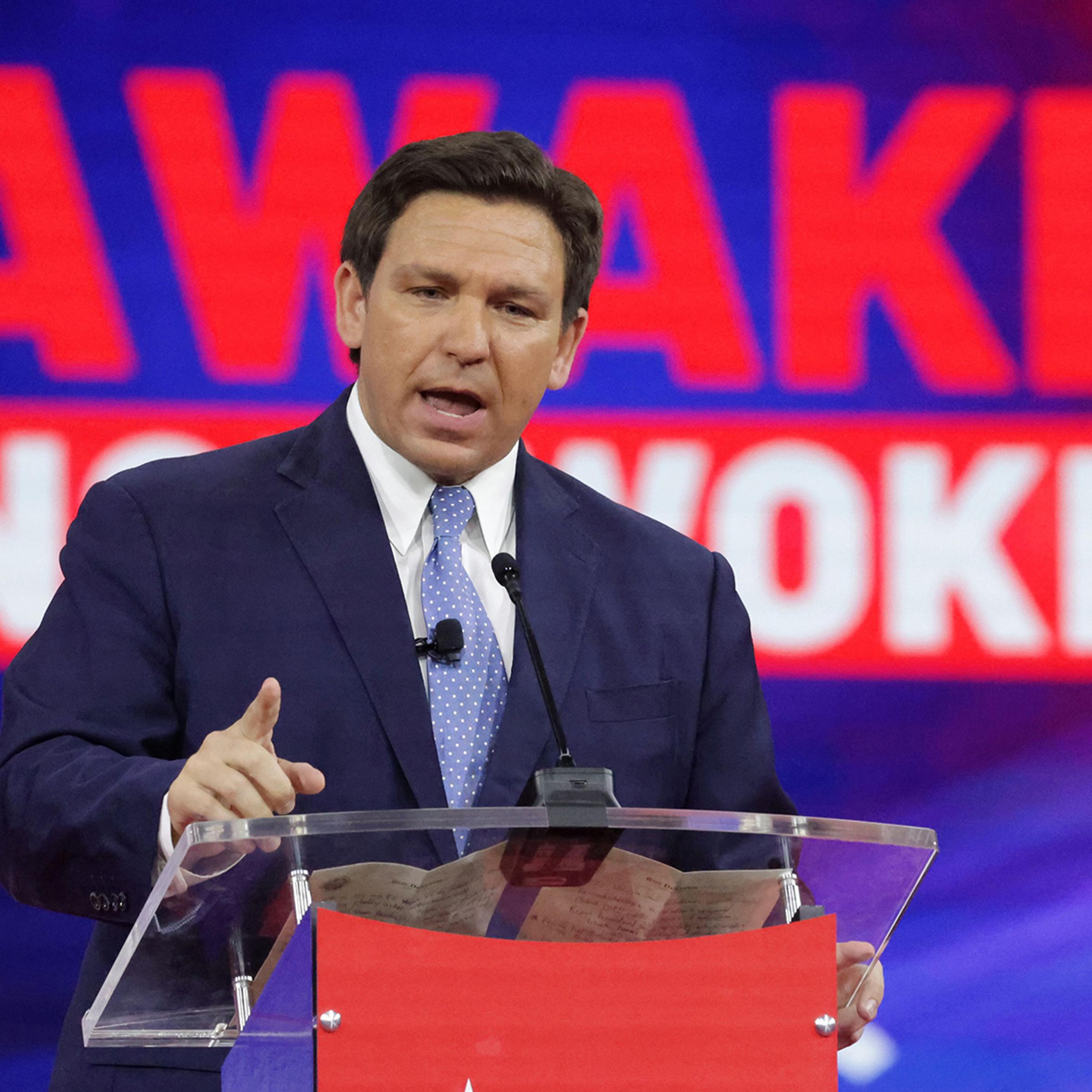 Florida Gov. Ron DeSantis delivers remarks at the 2022 CPAC conference in Orlando, Fla., on Feb. 24, 2022.