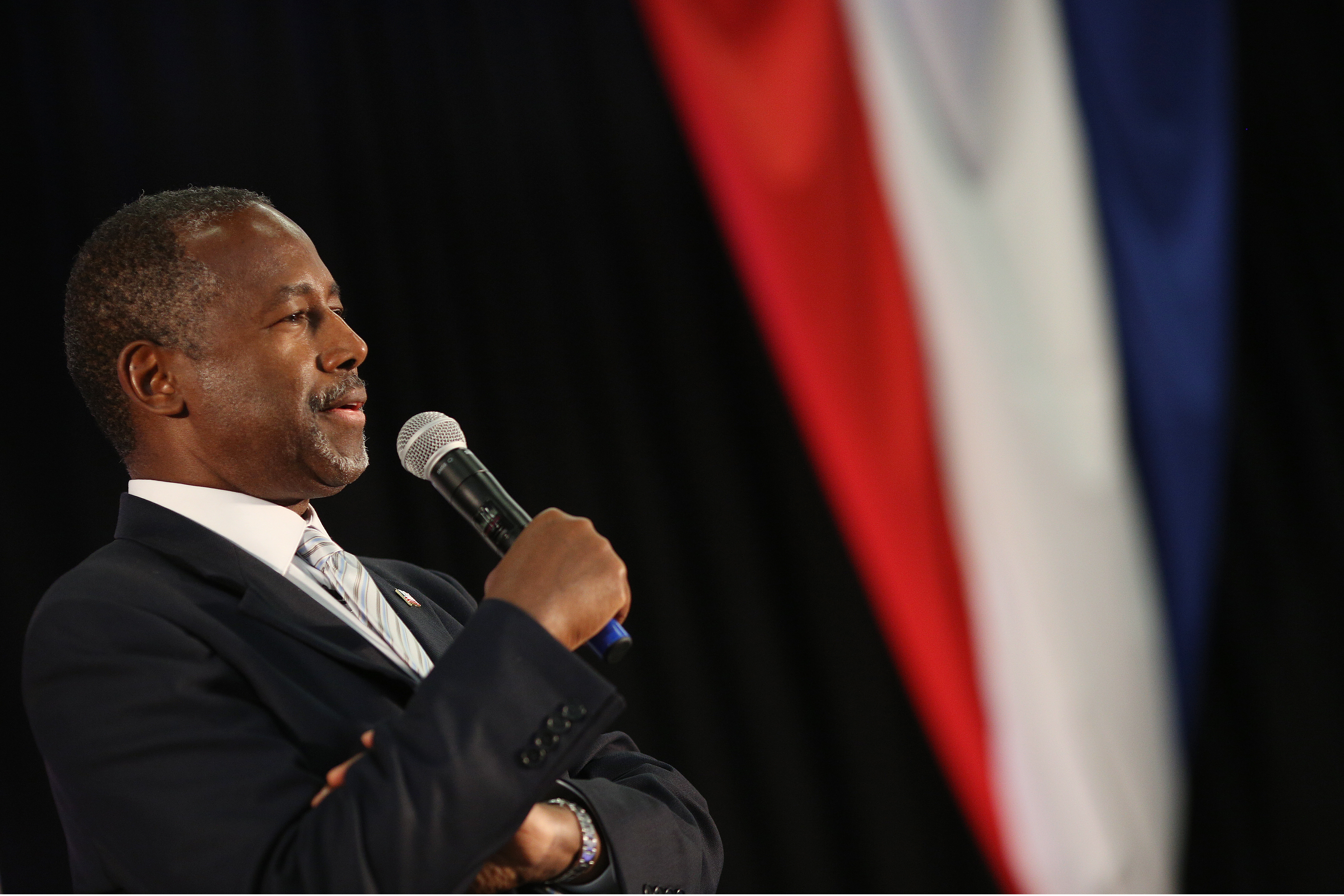 Ben Carson, 2016 Republican presidential candidate, speaks during a rally at Spring Arbor University in Spring Arbor, Michigan, U.S., on Sept. 23, 2015.