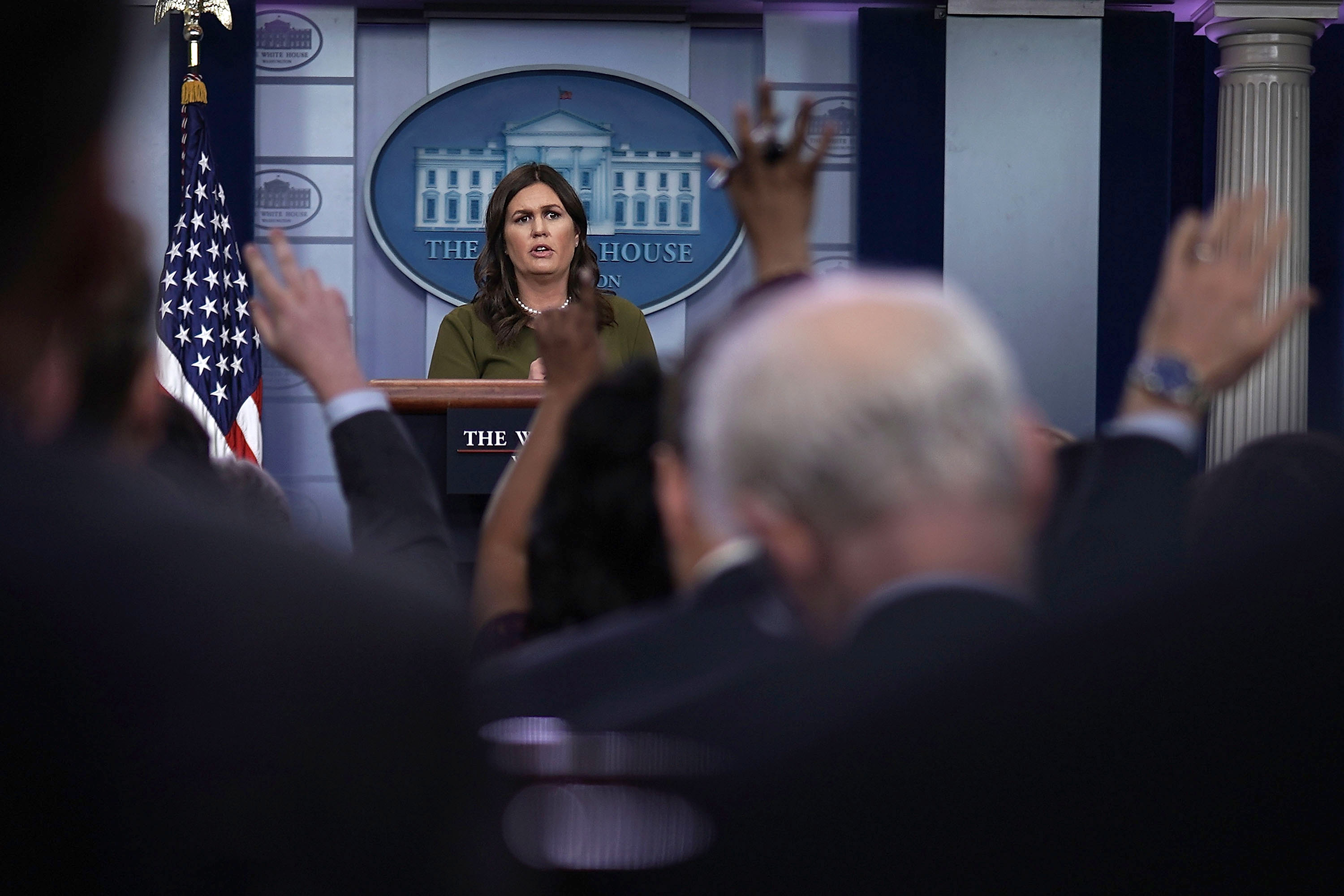 White House Press Secretary Sarah Sanders Holds News Briefing At The White House