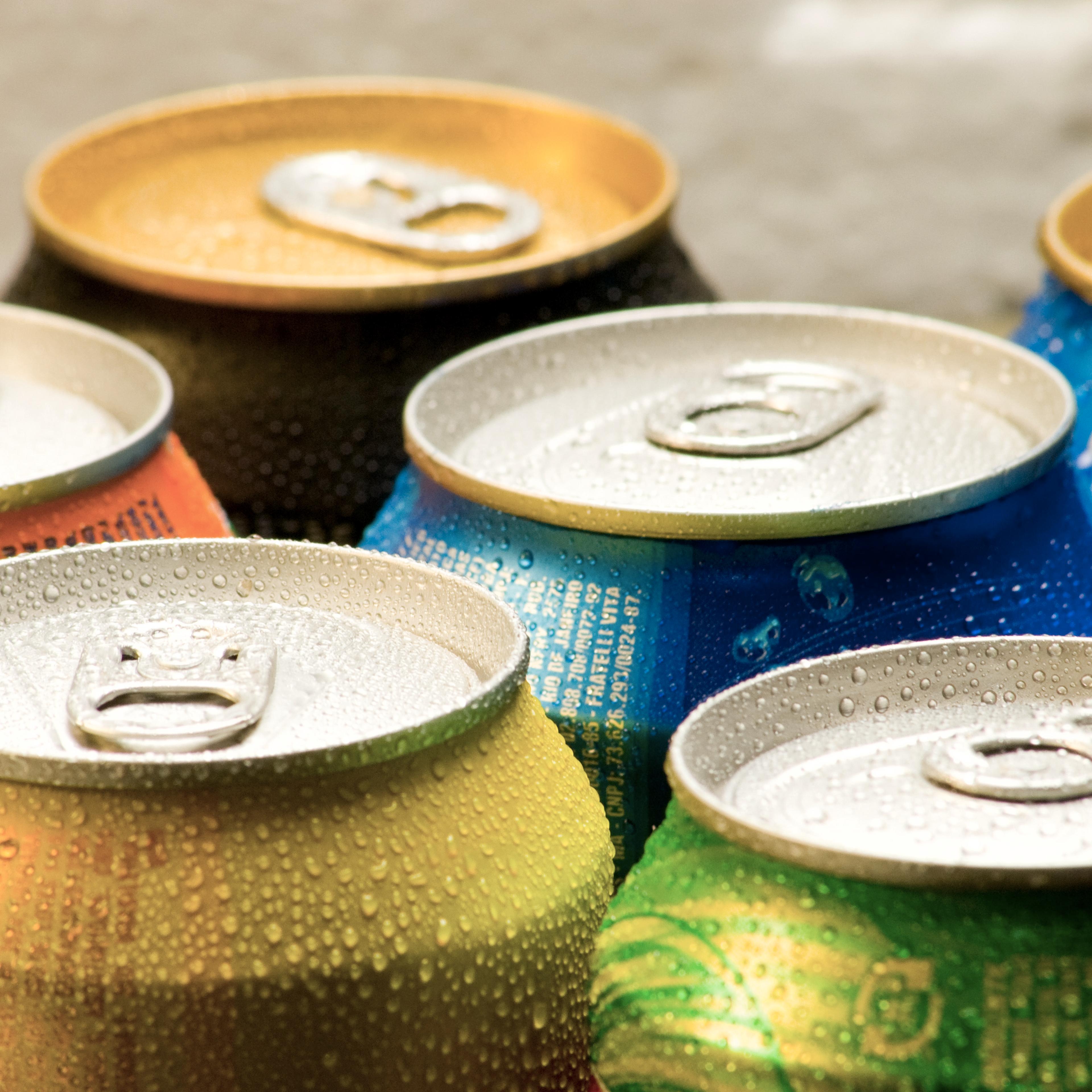 Picture of cans of soft drink.