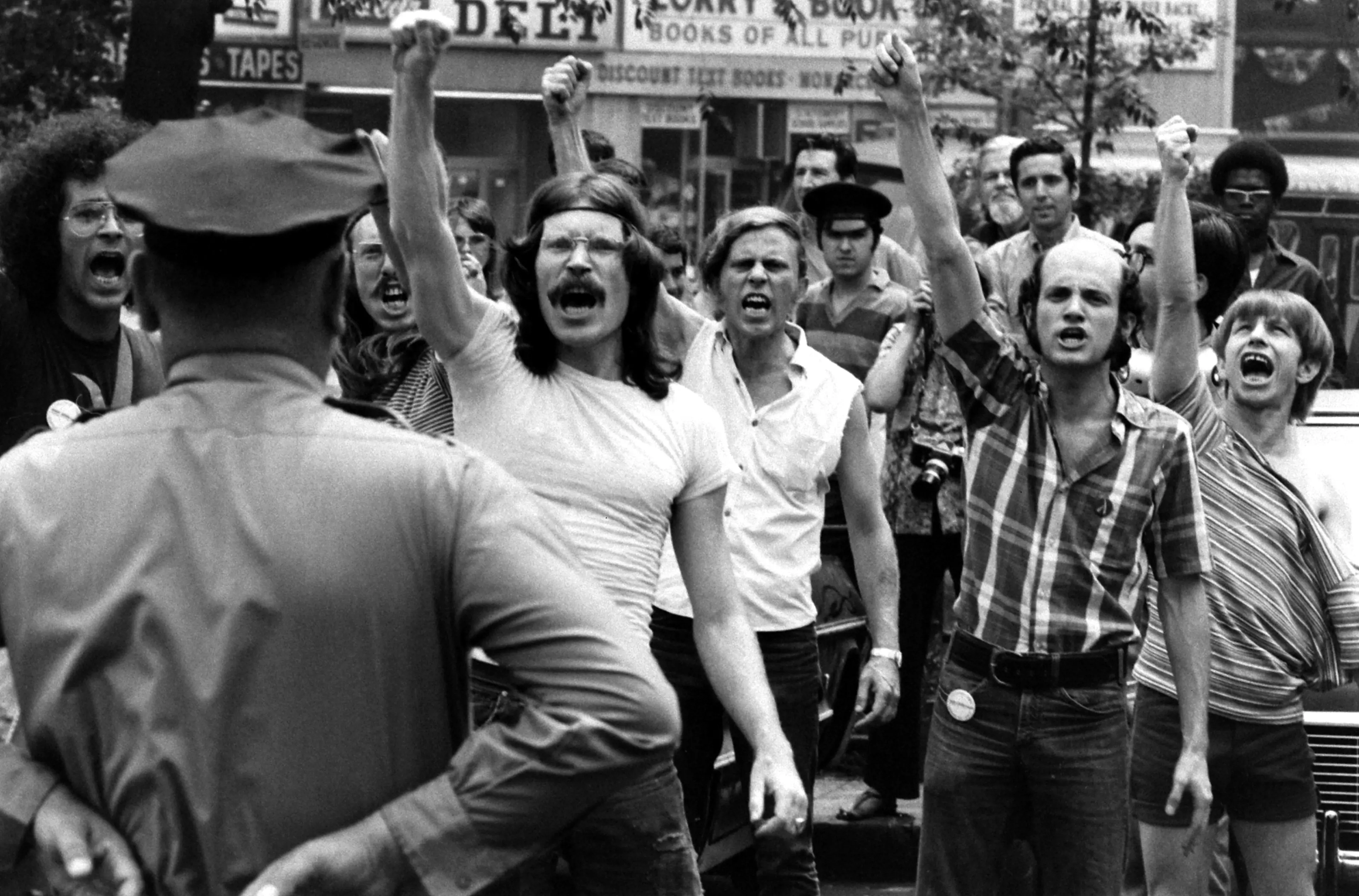 When a bill guaranteeing equal job opportunities for homosexuals stalled in New York City Council last spring, militants demonstrated at City Hall. With fists raised, they shout a football style "Gay Power" cheer at police blocking the building.