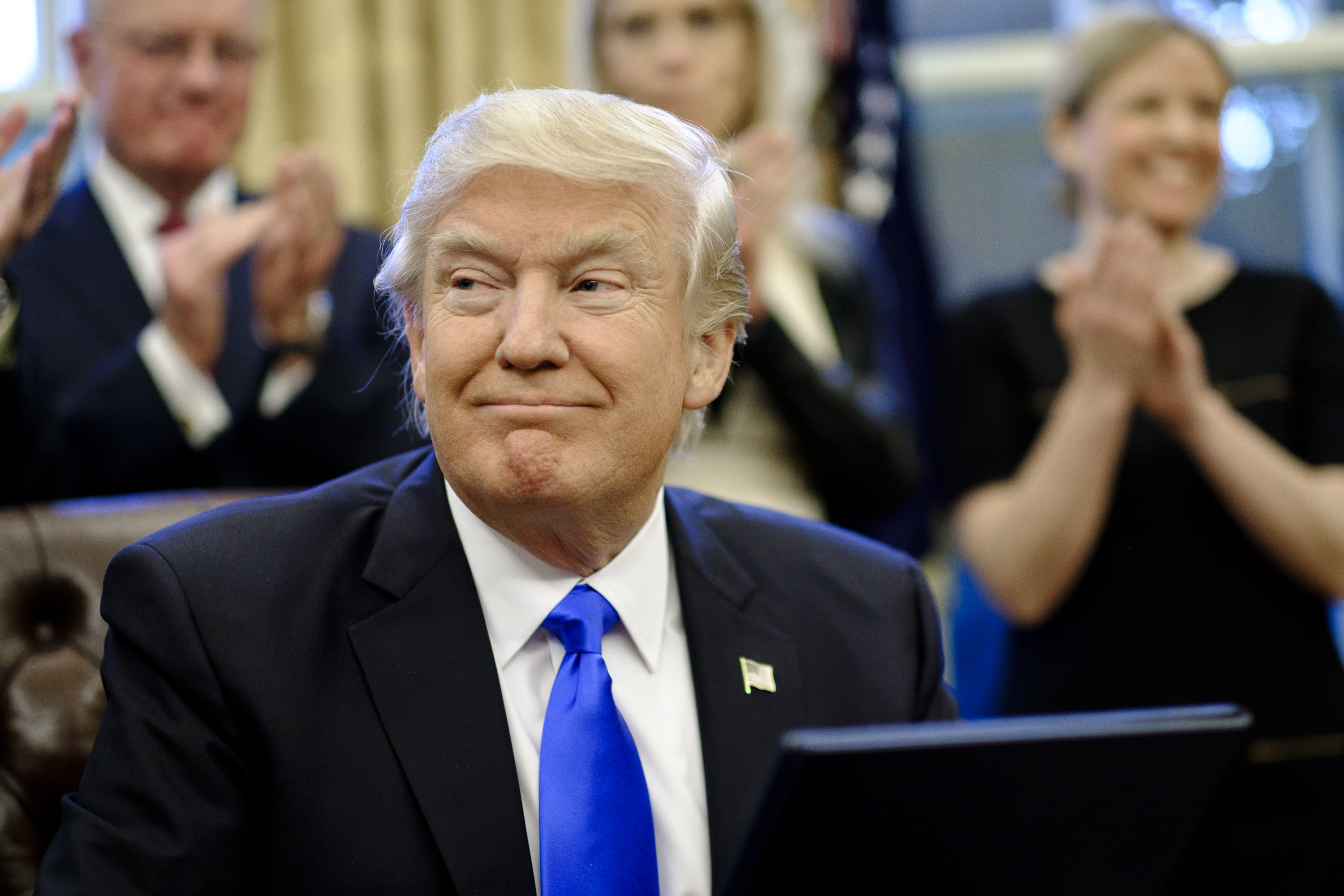 President Trump Signs Executive Orders In The Oval Office